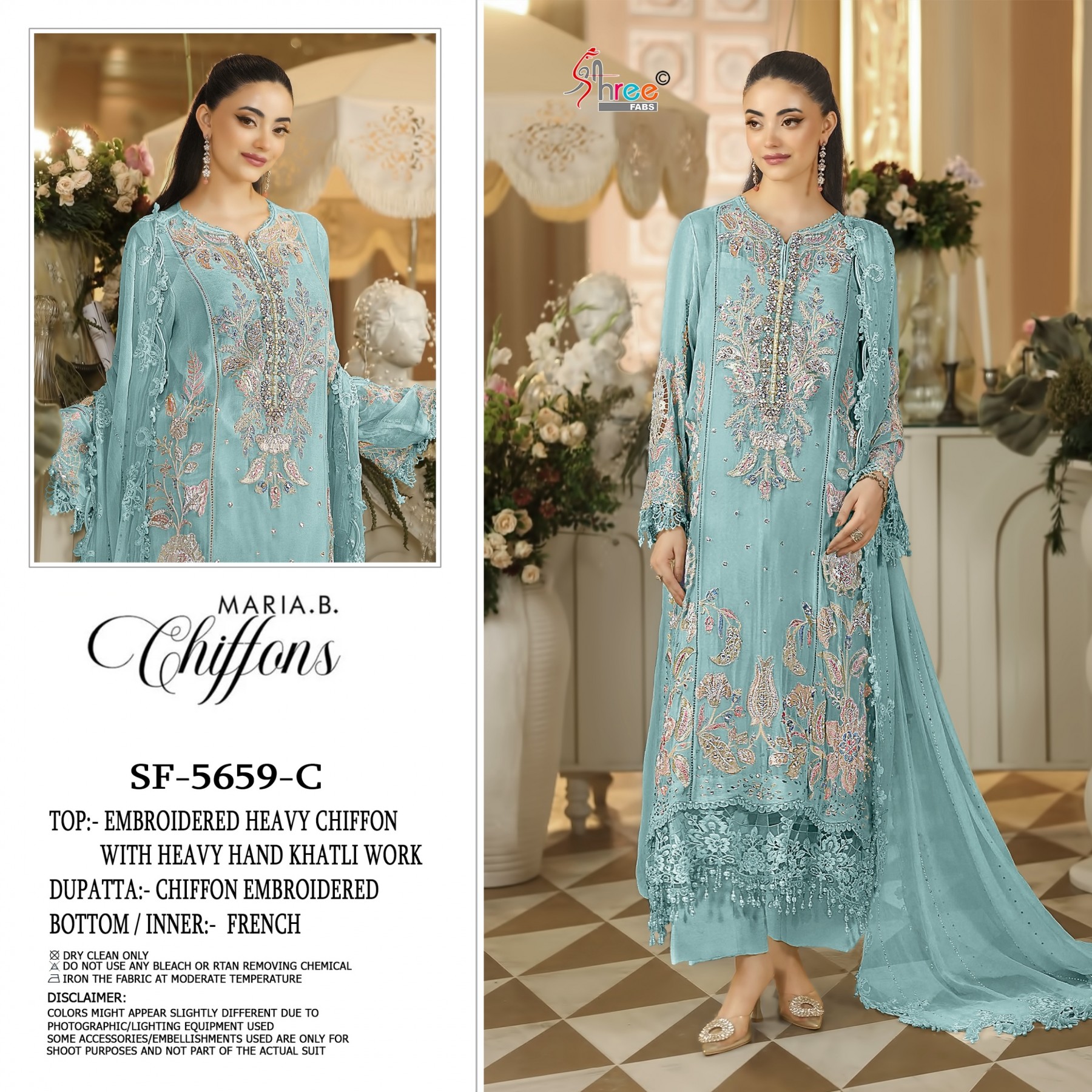 Heavy Chiffon Suit, Embroidery Suit, Hand Khatli Work, Latkan Work, Designer Ladies Suit, Party Wear Suit, Ready to Ship