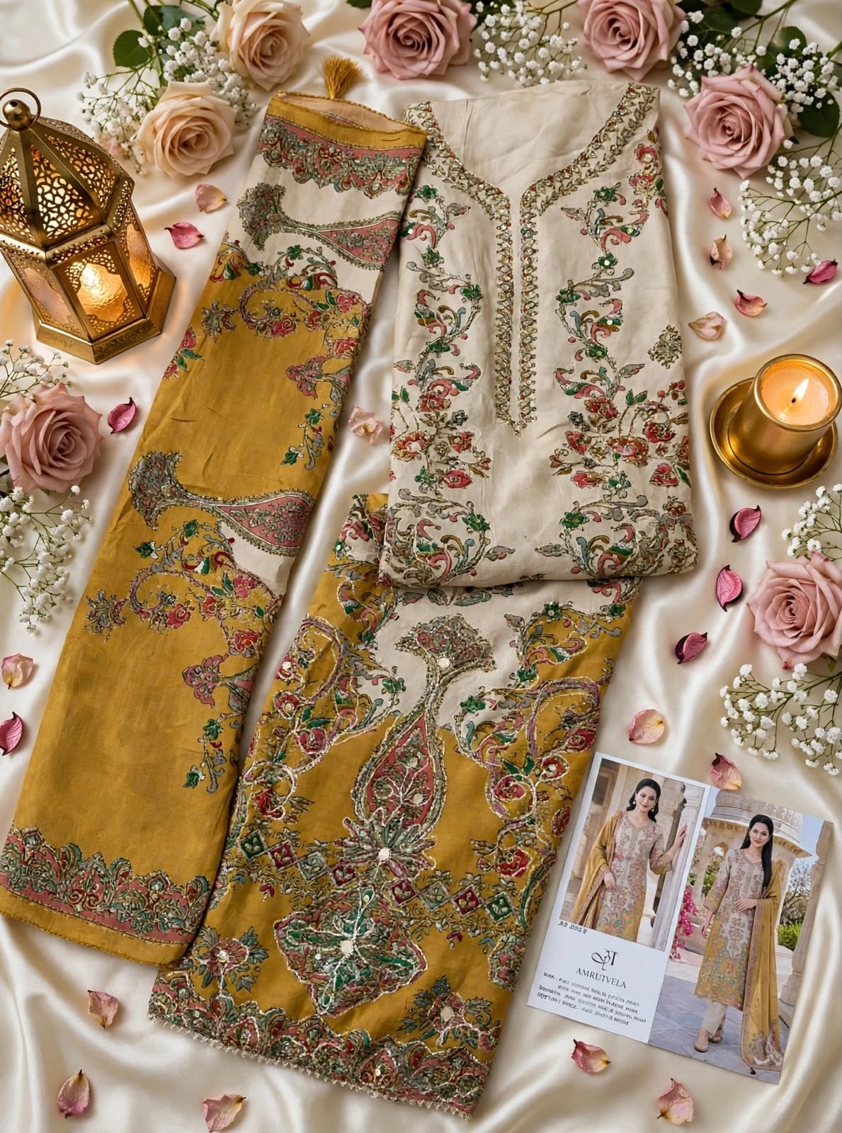 Amrutvela, Pure Viscose Maslin Suit, Aari Hand Work, Digital Print Suit, Designer Salwar Suit, Ladies Ethnic Wear, Special Pouch Packing