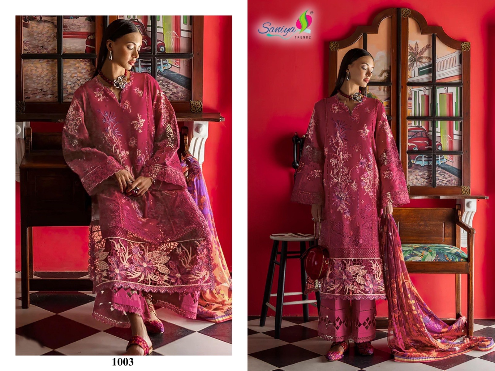 Saniya Trendz, Ombre Vol-28, Cotton Suit, Chikankari Embroidery, Maslin Printed Dupatta, Designer Ladies Suit, Ethnic Wear