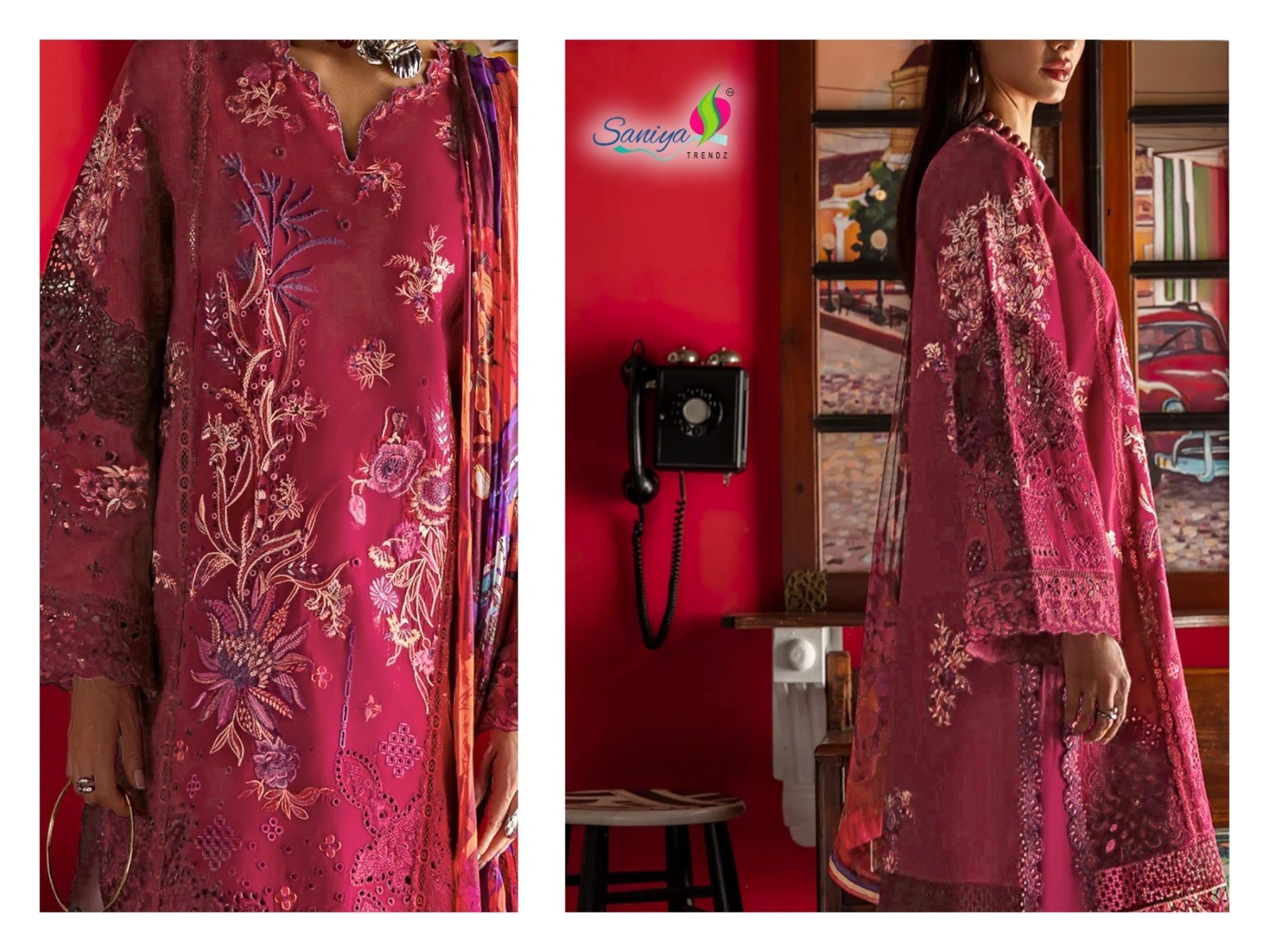 Saniya Trendz, Ombre Vol-28, Cotton Suit, Chikankari Embroidery, Maslin Printed Dupatta, Designer Ladies Suit, Ethnic Wear