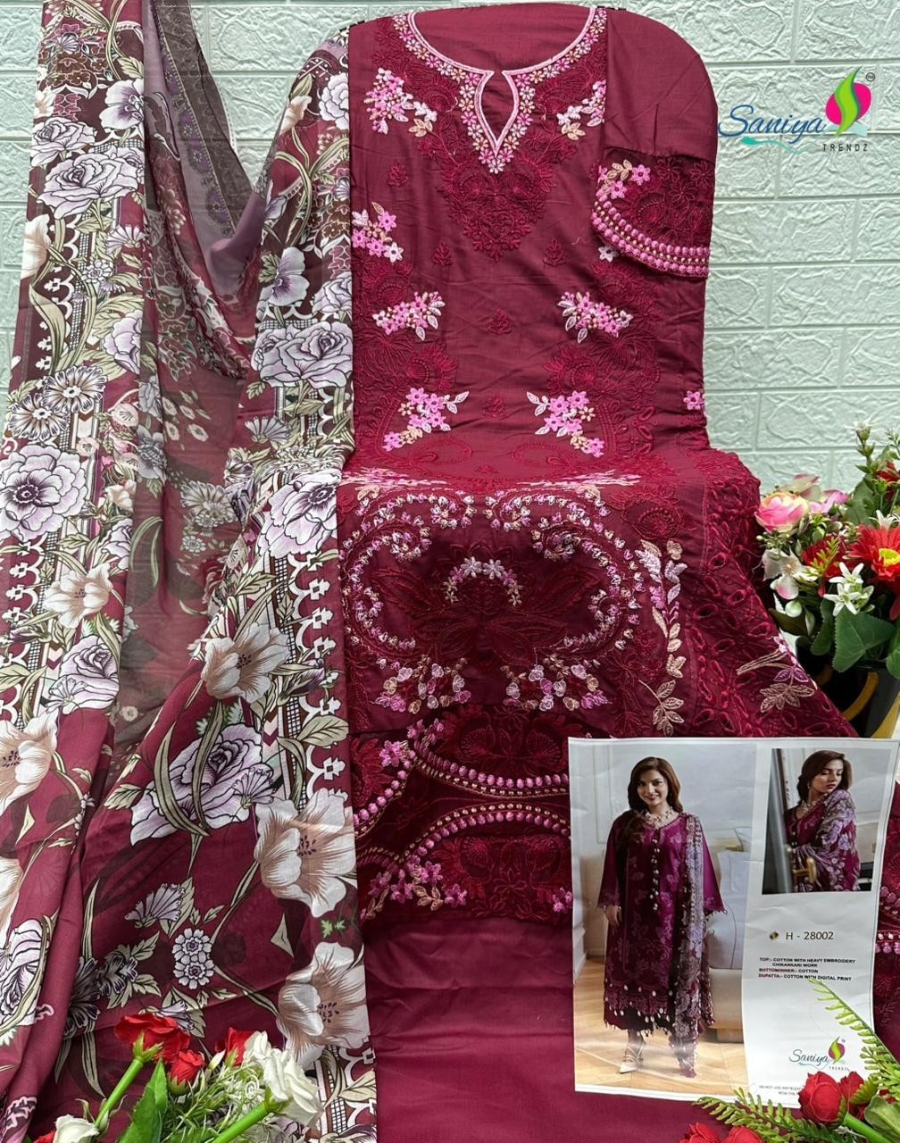 Saniya Trendz, Ombre Vol-28, Cotton Suit, Chikankari Embroidery, Maslin Printed Dupatta, Designer Ladies Suit, Ethnic Wear