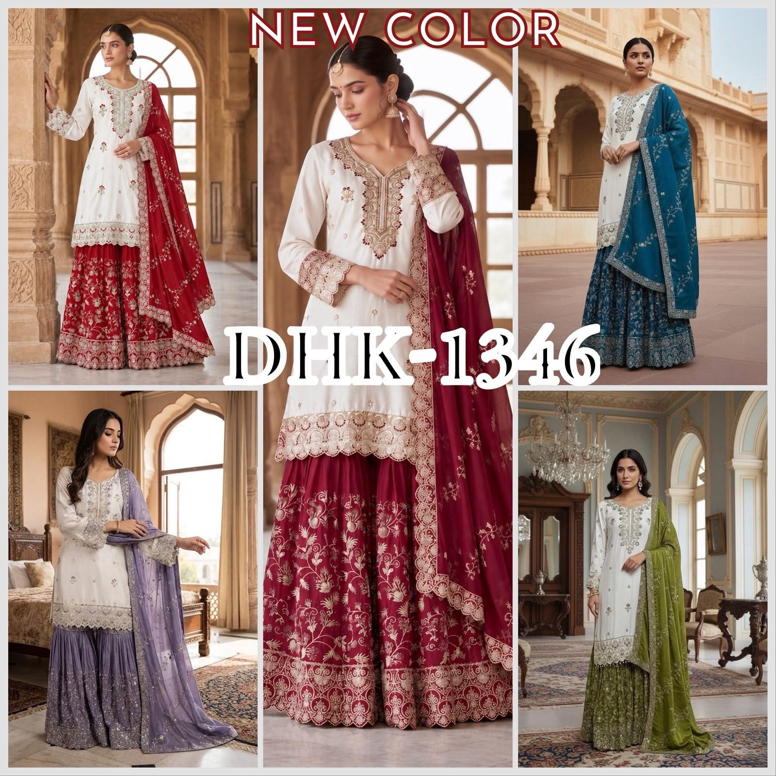 Pakistani Ready to Wear | Pure Chinon Silk | Heavy Embroidery & Sequence Work | Sharara Set | M-3XL