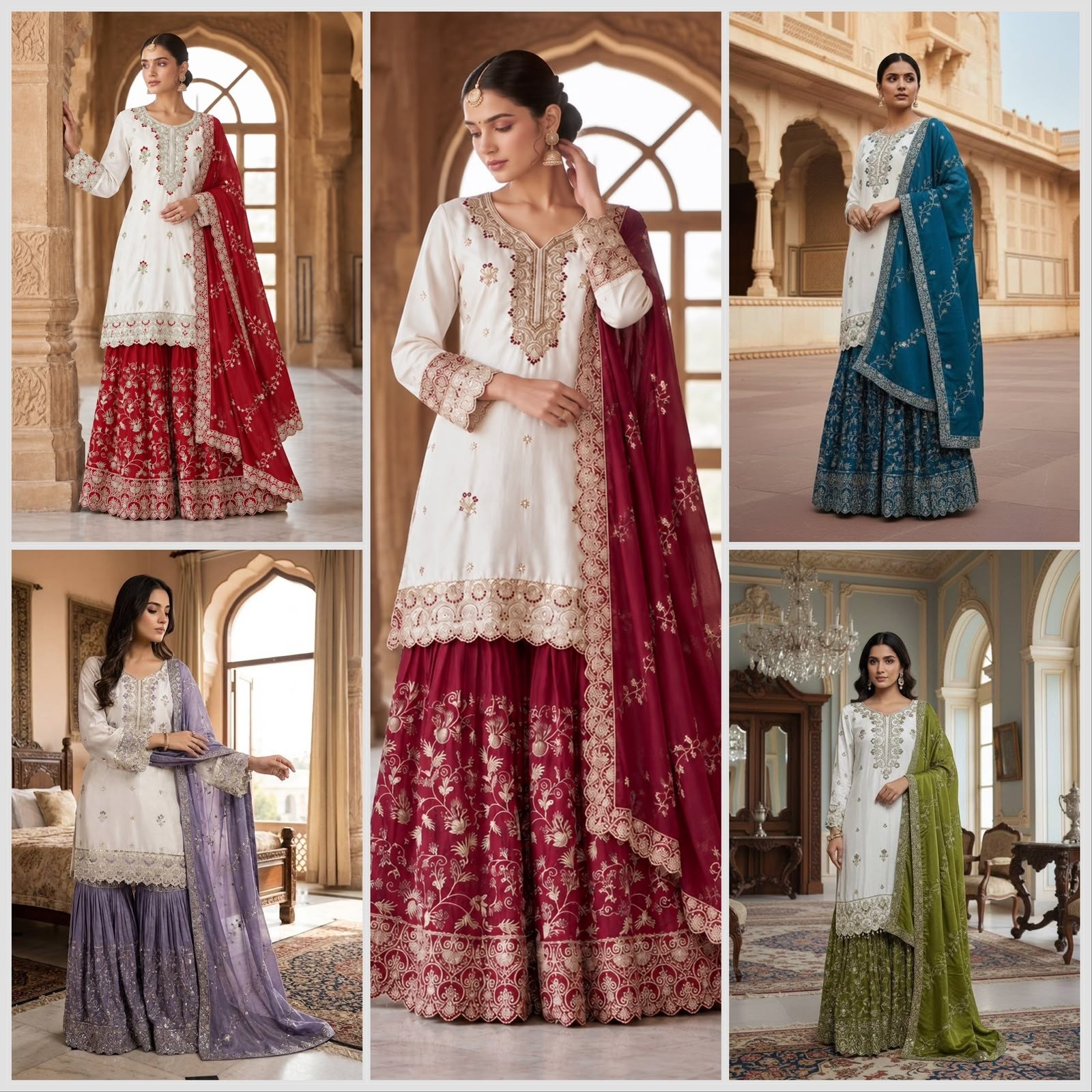 Pakistani Ready to Wear | Pure Chinon Silk | Heavy Embroidery & Sequence Work | Sharara Set | M-3XL