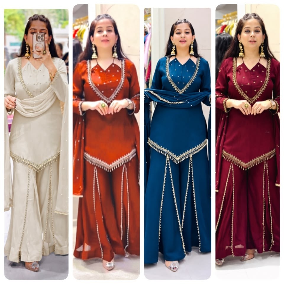 Premium Roman Glass | Real Mirror Work | Chanderi Silk Dupatta | M-XXL | Ready to Wear