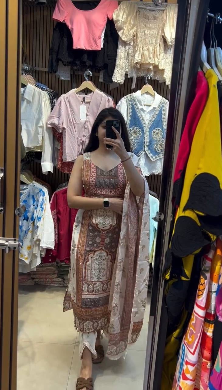 Pcs | Heavy Natural Silk | Digital Print | Hand Work | Ready-Made