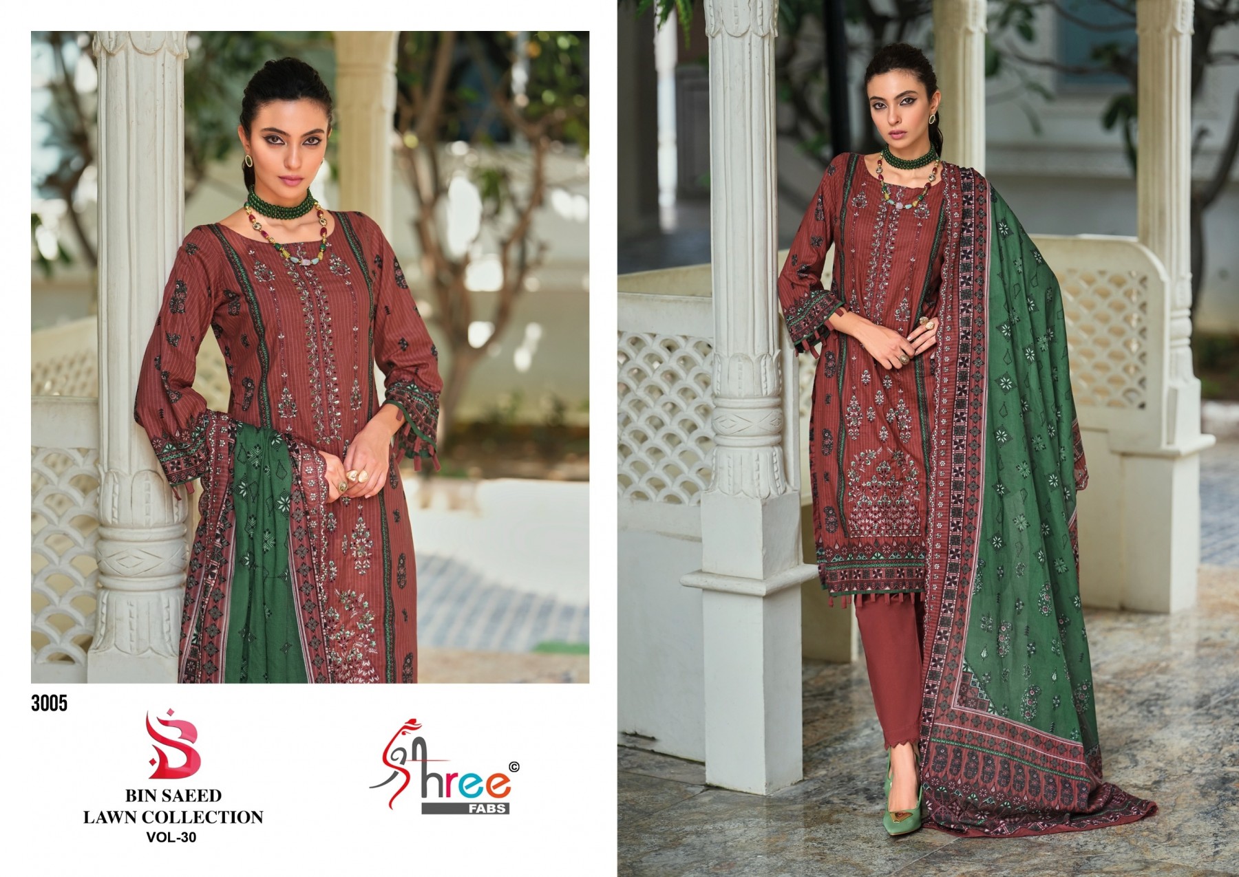 Shree Fabs Surat | Bin Saeed Lawn Collection | Pure Cotton | Heavy Khatli Work | Self Embroidery | 6 Designs