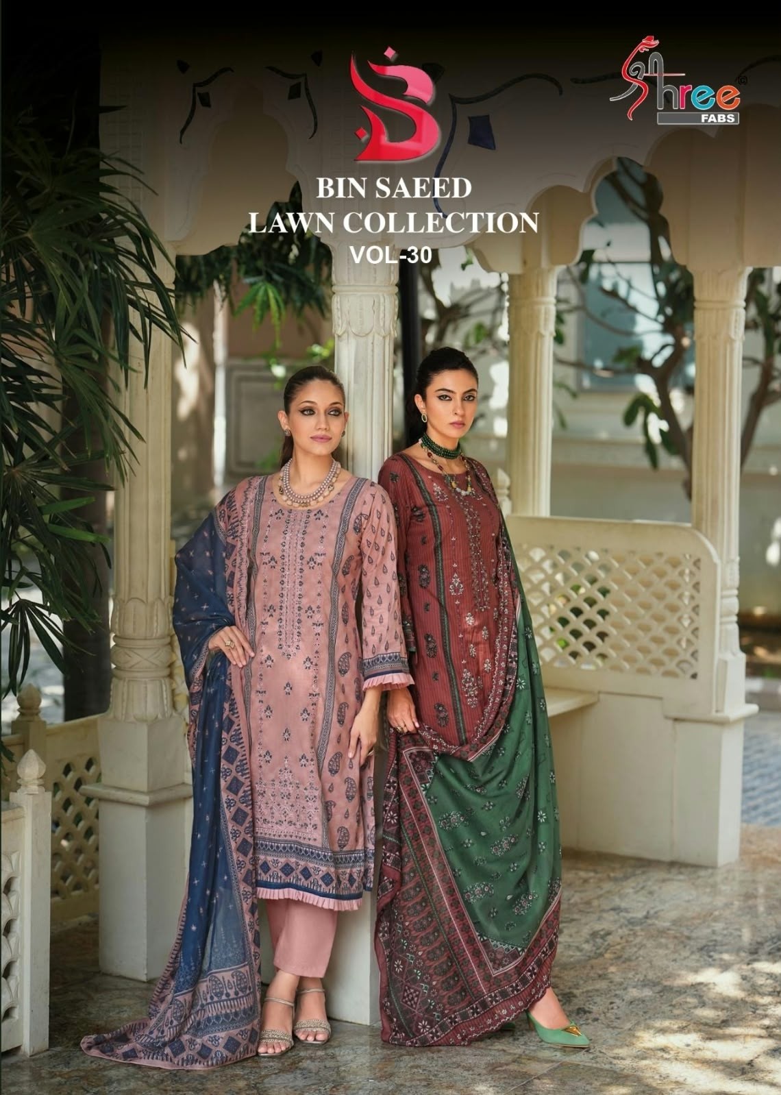 Shree Fabs Surat | Bin Saeed Lawn Collection | Pure Cotton | Heavy Khatli Work | Self Embroidery | 6 Designs