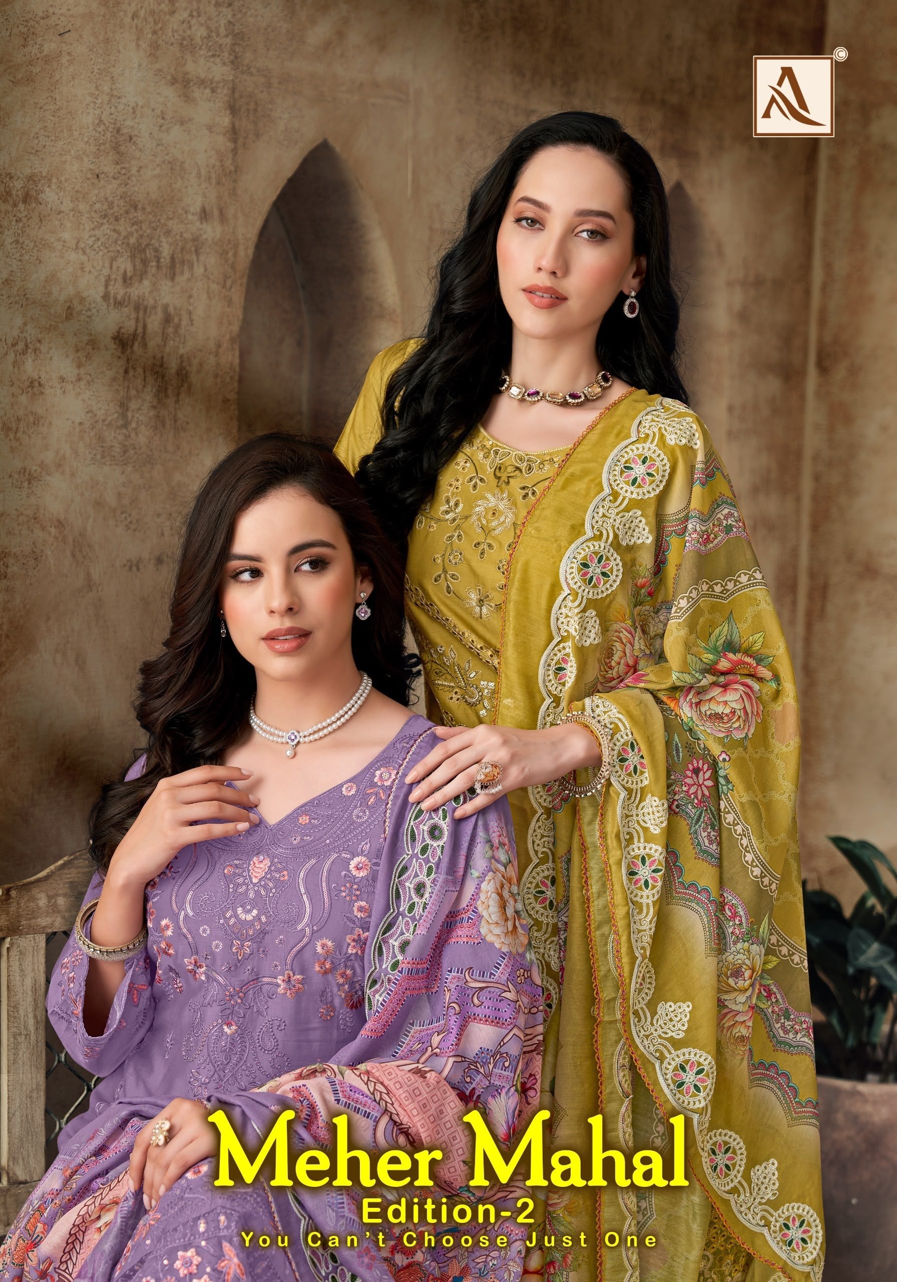 ALOK SUIT | Meher Mahal-2 | Pure Zam Cotton | Pakistani Embroidery | Mal Mal Dupatta | 4 PCS Set | Ready to Ship