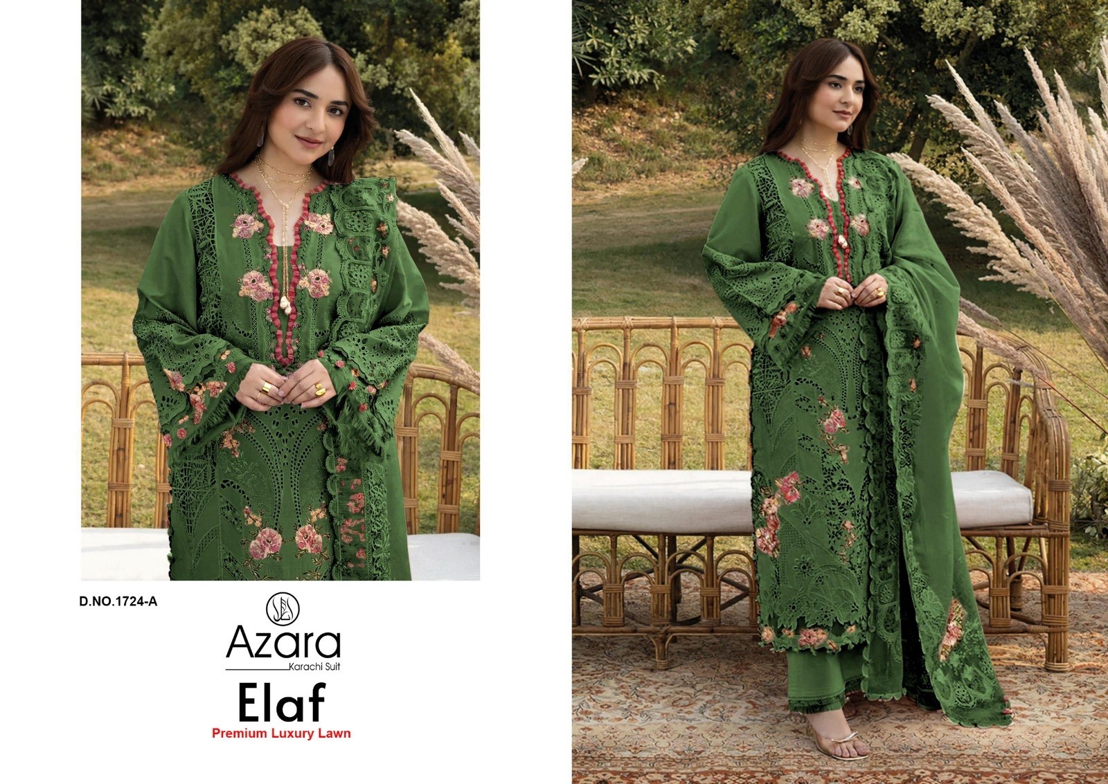 Radhika Fashion | Azara Elaf Premium | Pure Cotton | Heavy Self Embroidery | Mal Cotton Dupatta | 4 PCS Set