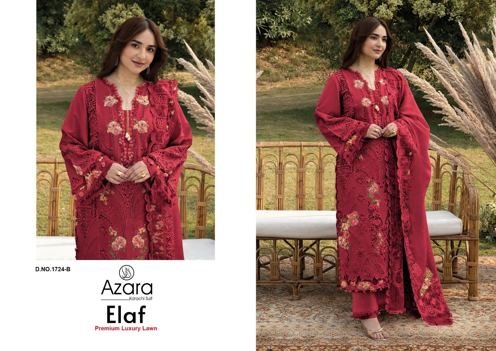 Radhika Fashion | Azara Elaf Premium | Pure Cotton | Heavy Self Embroidery | Mal Cotton Dupatta | 4 PCS Set