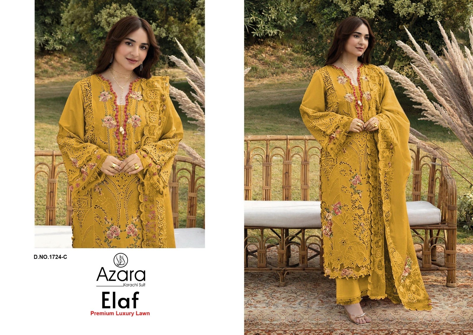 Radhika Fashion | Azara Elaf Premium | Pure Cotton | Heavy Self Embroidery | Mal Cotton Dupatta | 4 PCS Set
