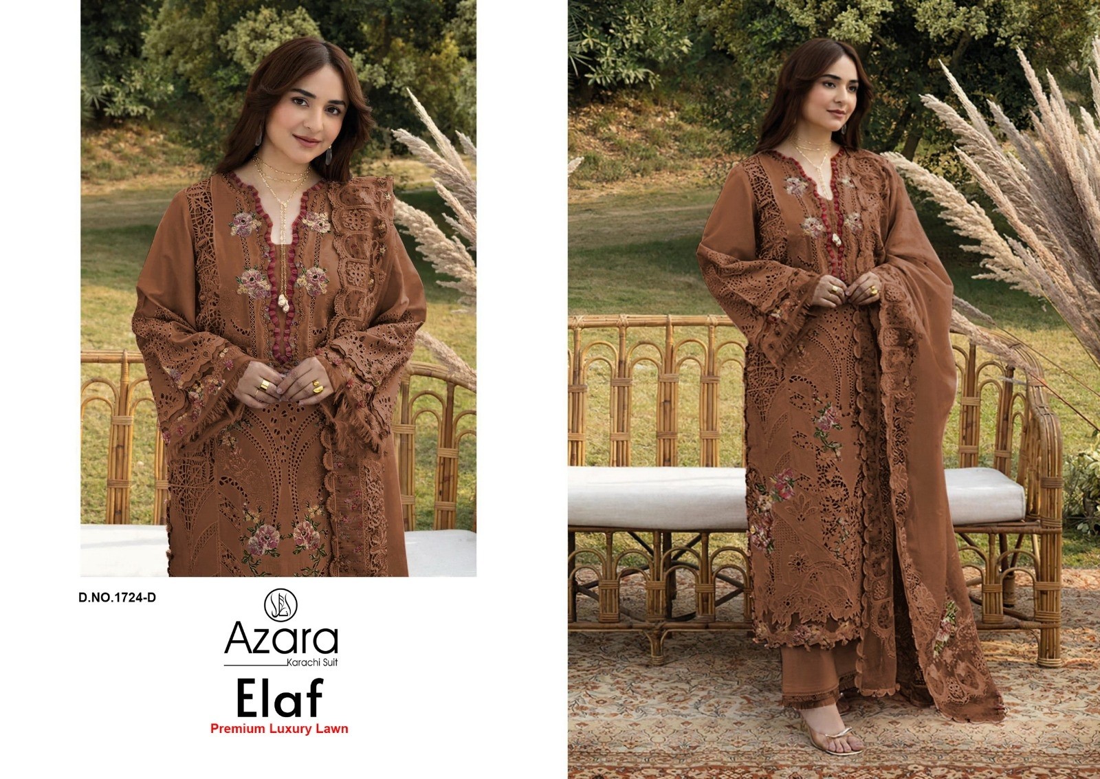 Radhika Fashion | Azara Elaf Premium | Pure Cotton | Heavy Self Embroidery | Mal Cotton Dupatta | 4 PCS Set