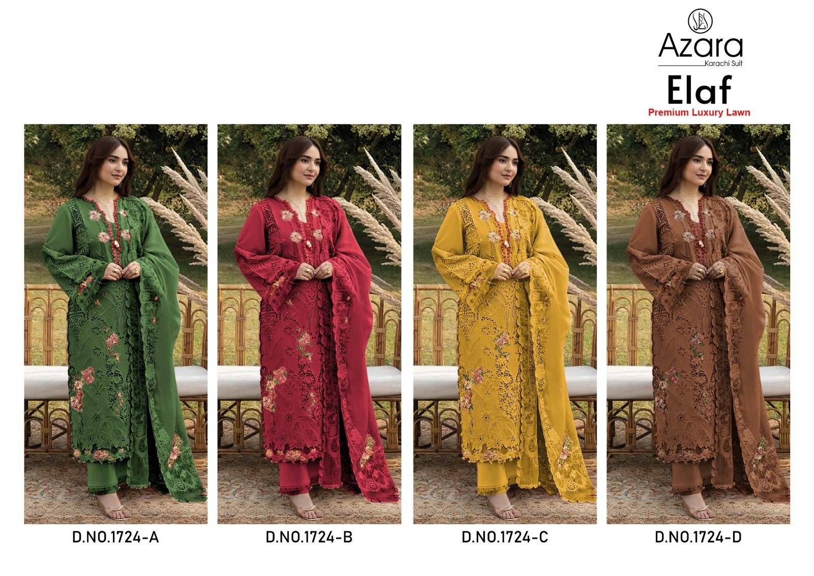 Radhika Fashion | Azara Elaf Premium | Pure Cotton | Heavy Self Embroidery | Mal Cotton Dupatta | 4 PCS Set