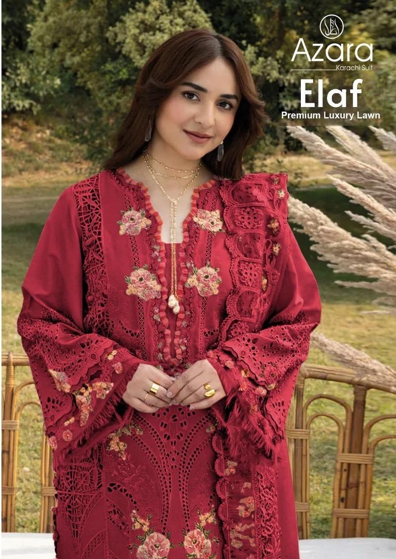 Radhika Fashion | Azara Elaf Premium | Pure Cotton | Heavy Self Embroidery | Mal Cotton Dupatta | 4 PCS Set