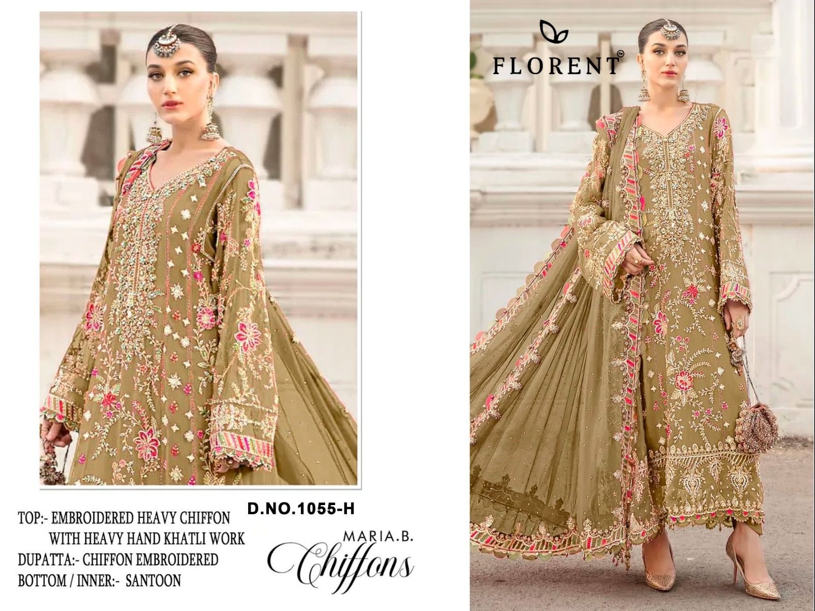 FLORENT HITS DESIGN | DNO 1055 | Heavy Embroidered Chiffon Suit | RD Fashion Surat