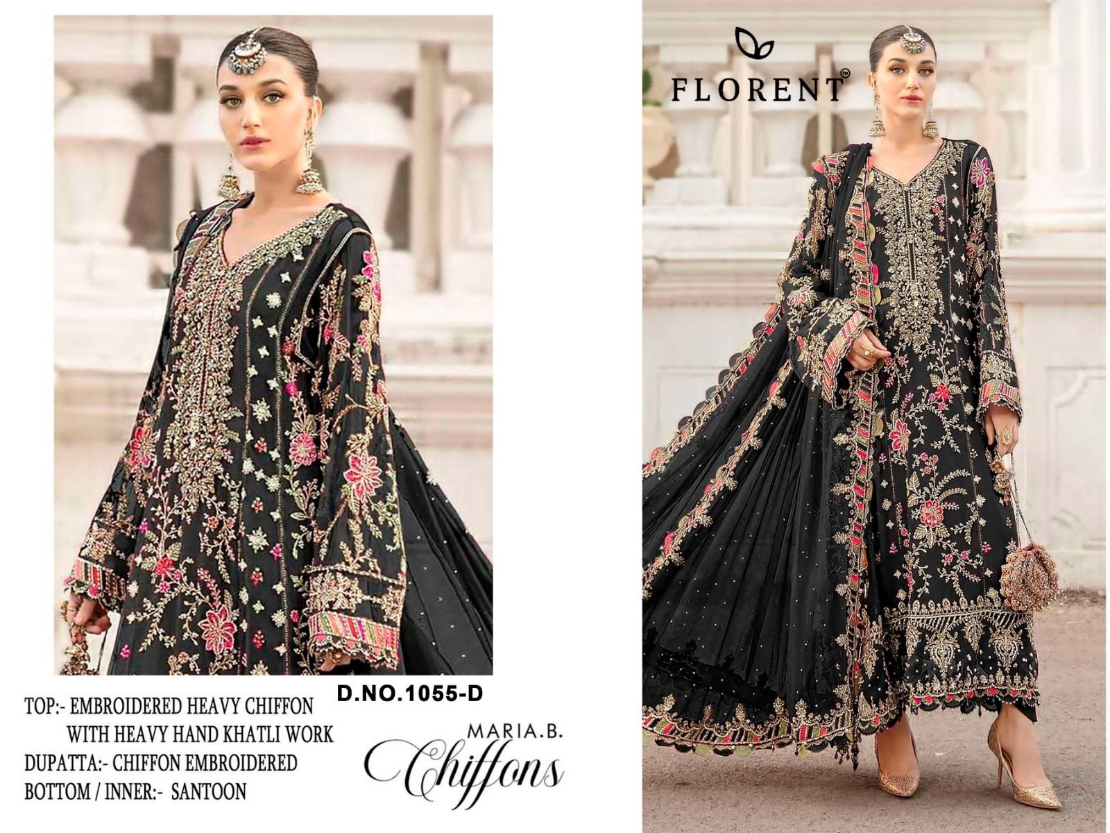 FLORENT HITS DESIGN | DNO 1055 | Heavy Embroidered Chiffon Suit | RD Fashion Surat