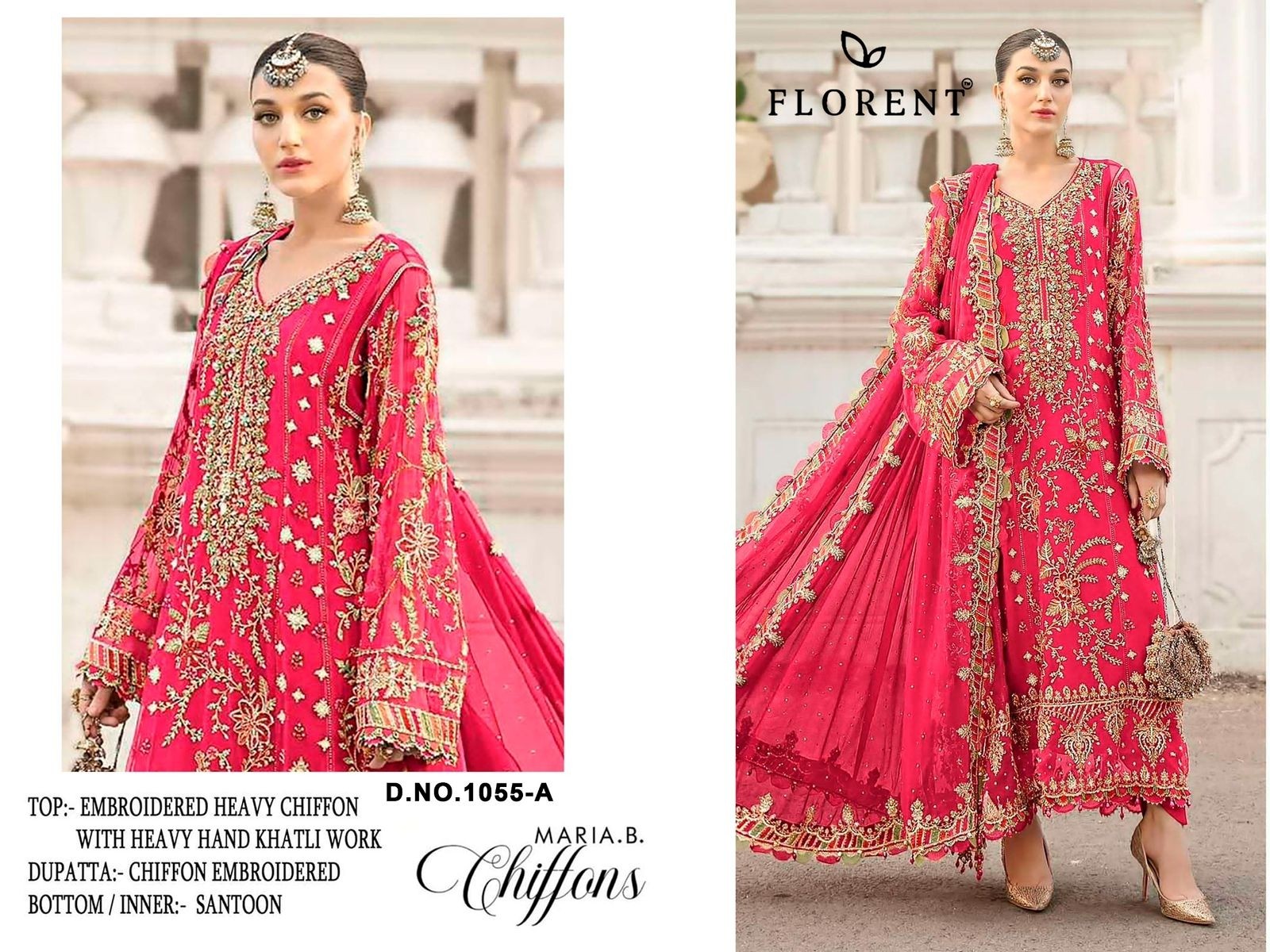 FLORENT HITS DESIGN | DNO 1055 | Heavy Embroidered Chiffon Suit | RD Fashion Surat