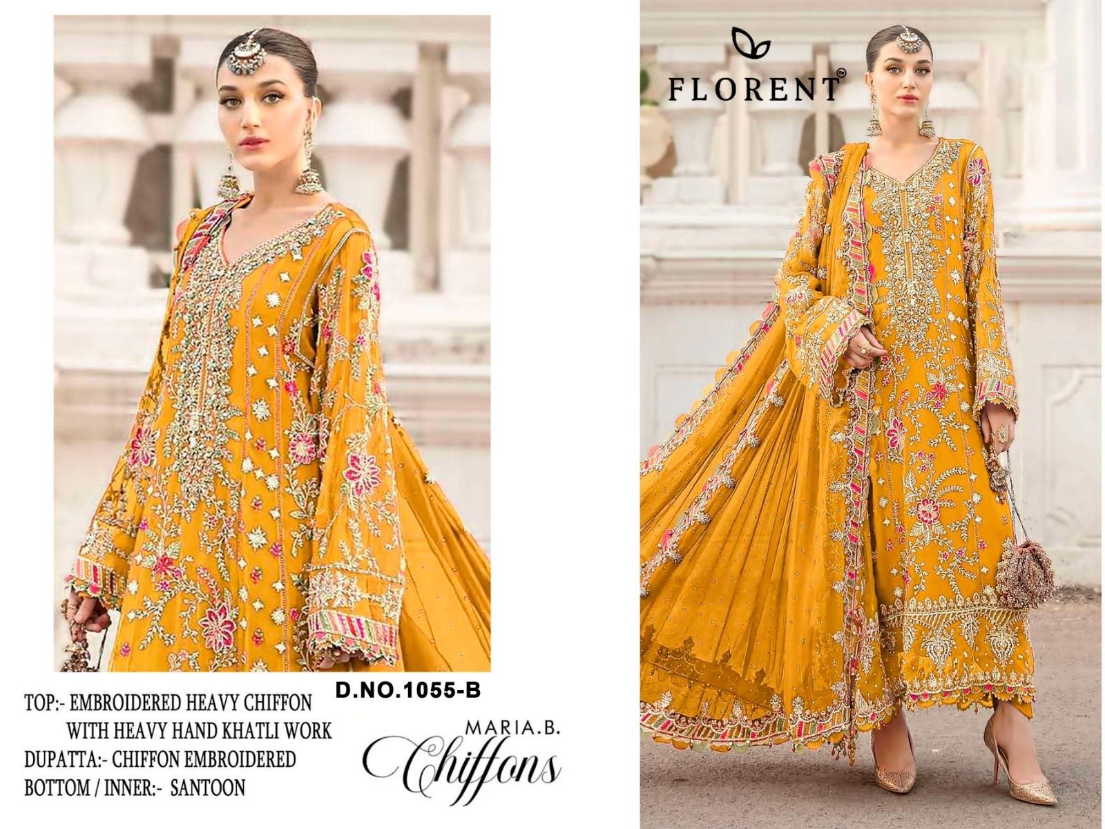 FLORENT HITS DESIGN | DNO 1055 | Heavy Embroidered Chiffon Suit | RD Fashion Surat