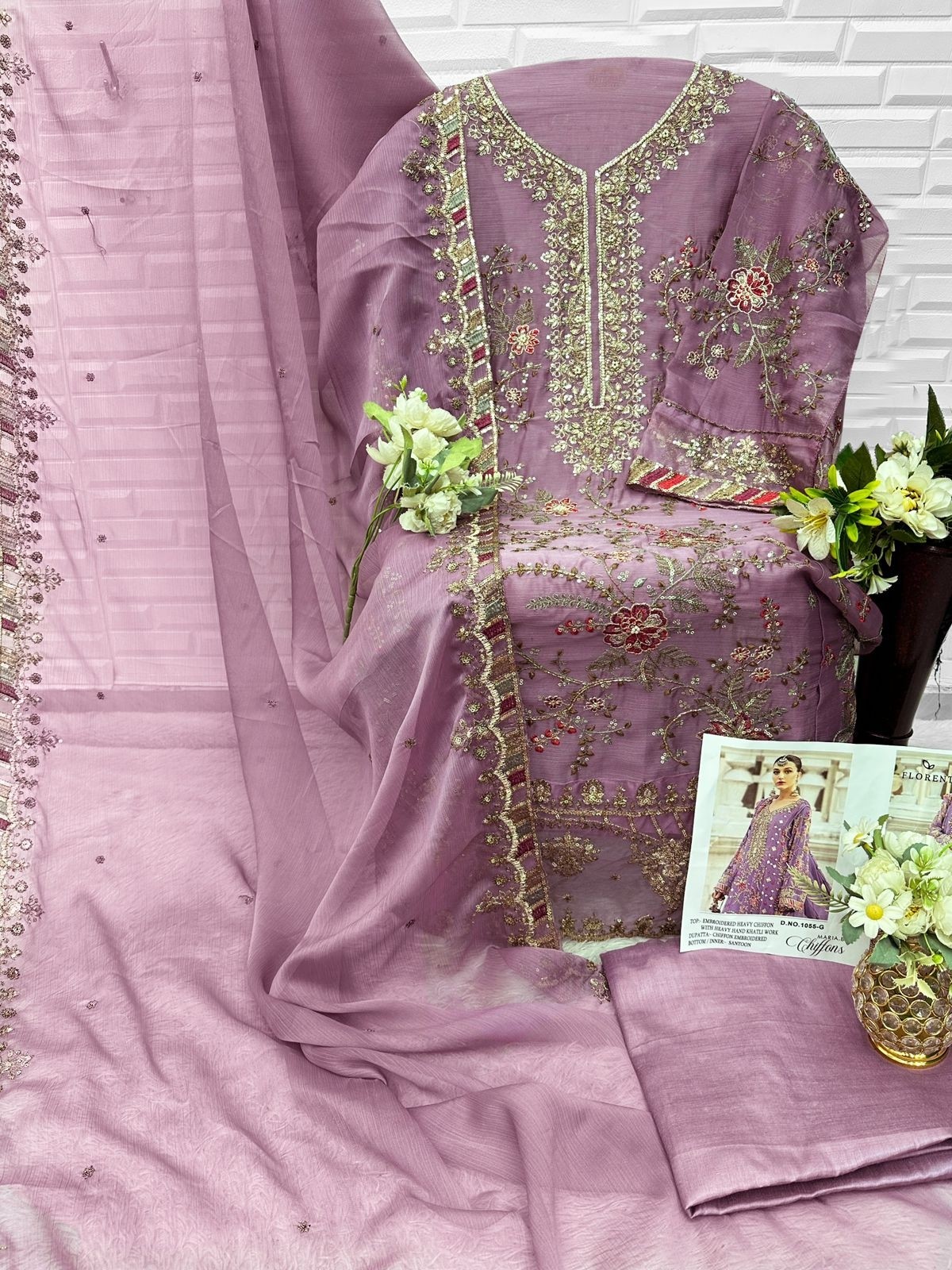 FLORENT HITS DESIGN | DNO 1055 | Heavy Embroidered Chiffon Suit | RD Fashion Surat