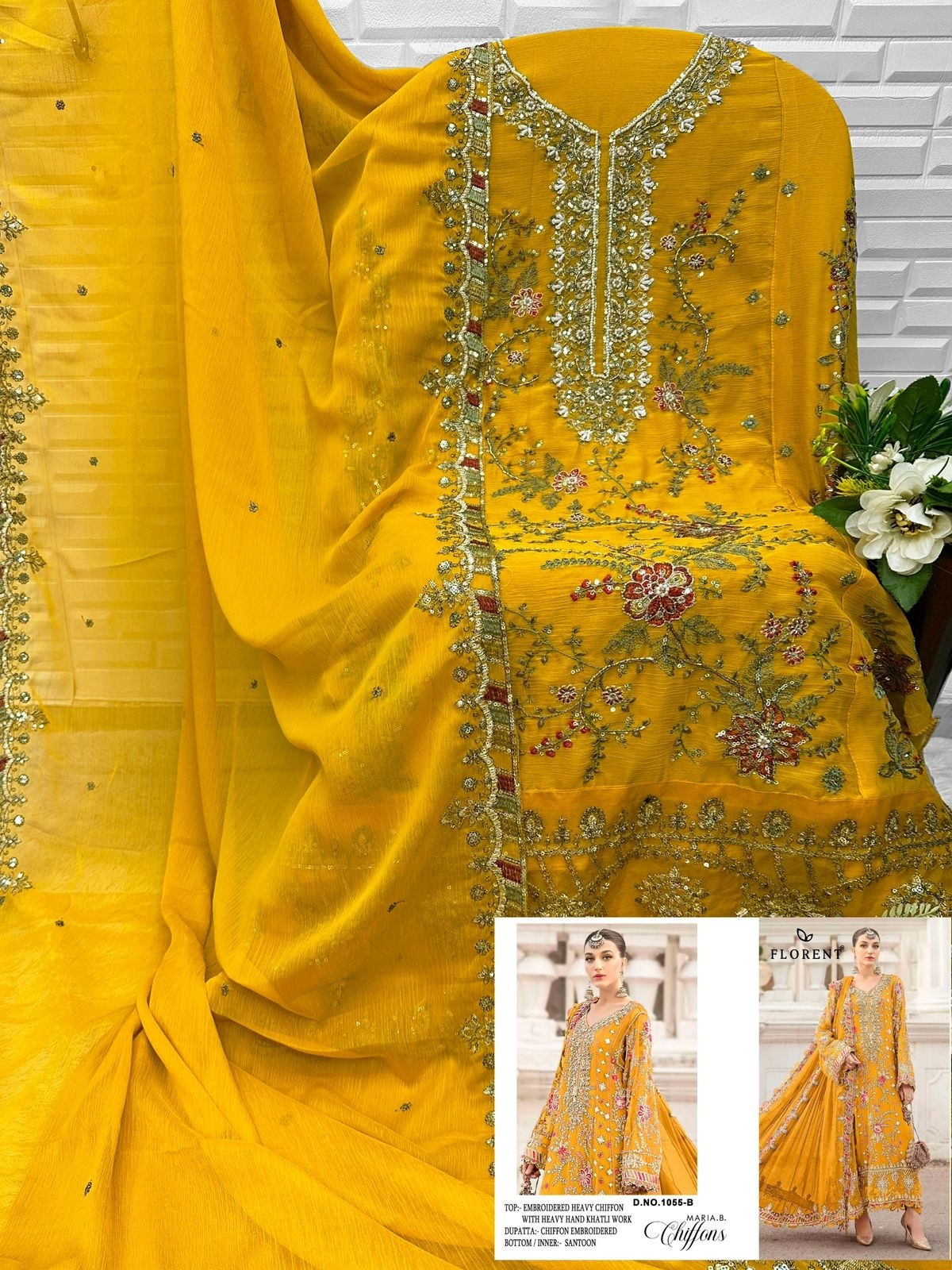 FLORENT HITS DESIGN | DNO 1055 | Heavy Embroidered Chiffon Suit | RD Fashion Surat
