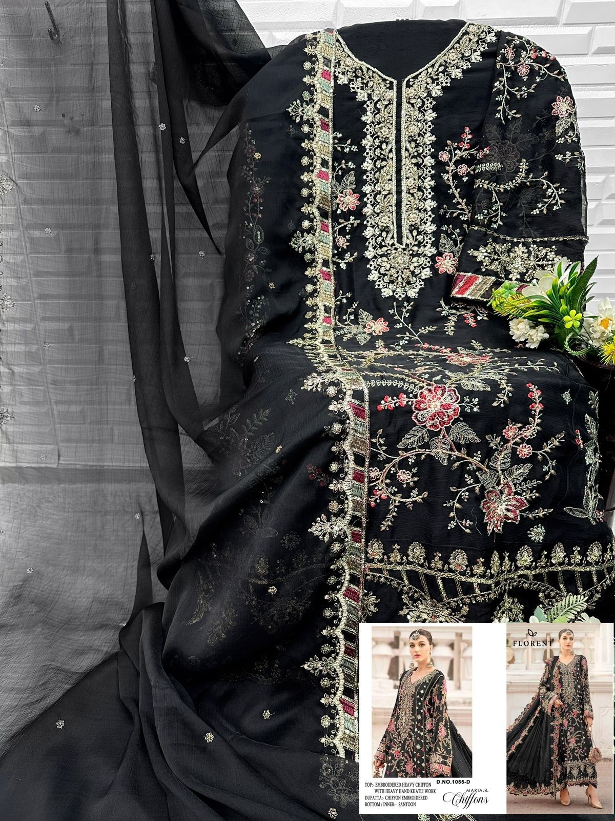 FLORENT HITS DESIGN | DNO 1055 | Heavy Embroidered Chiffon Suit | RD Fashion Surat