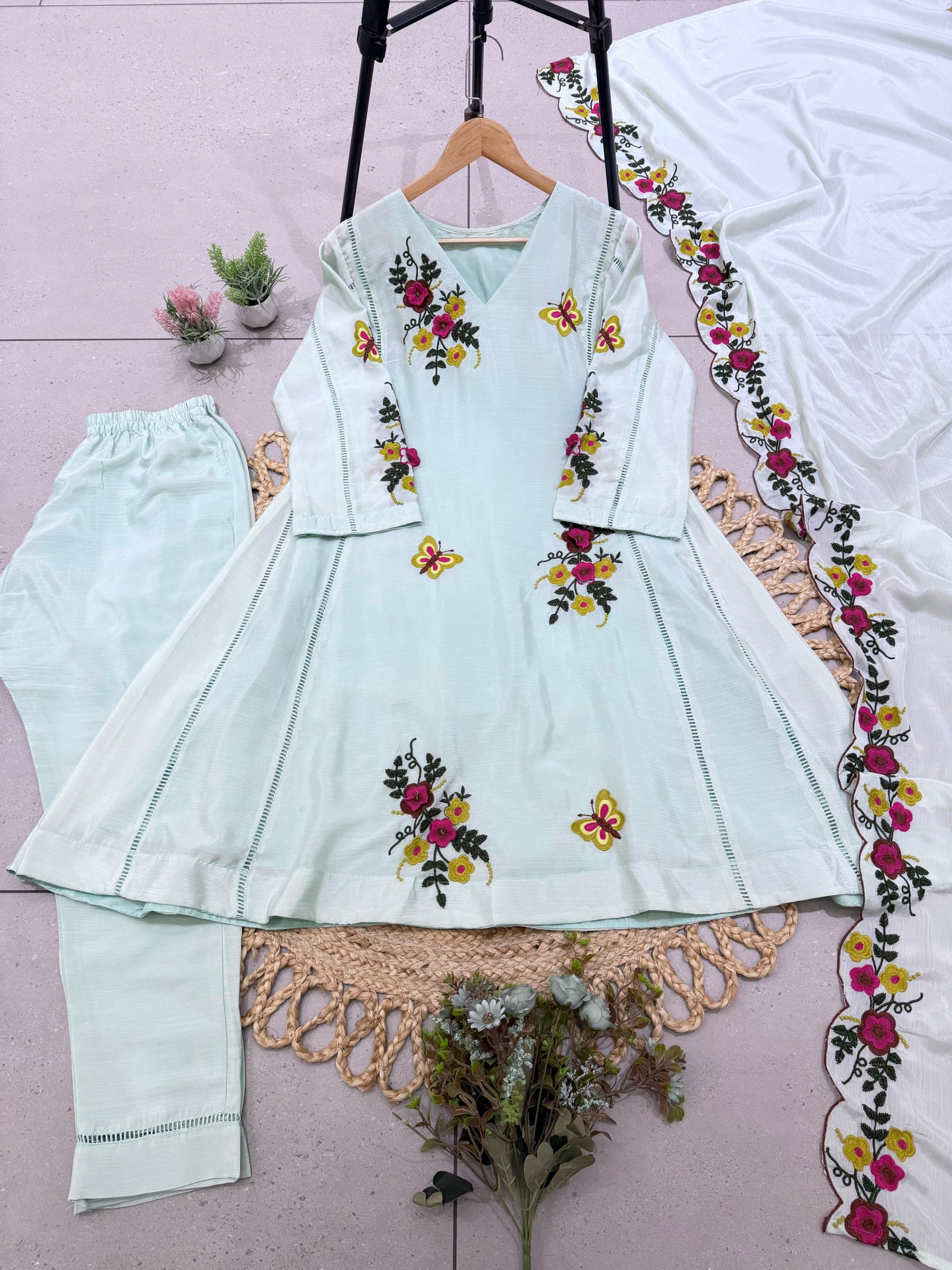 LG-2152 | Air Tex Chinon | Embroidery & Patch Work | Cut Work Dupatta | M-XXL | Ready to Dispatch