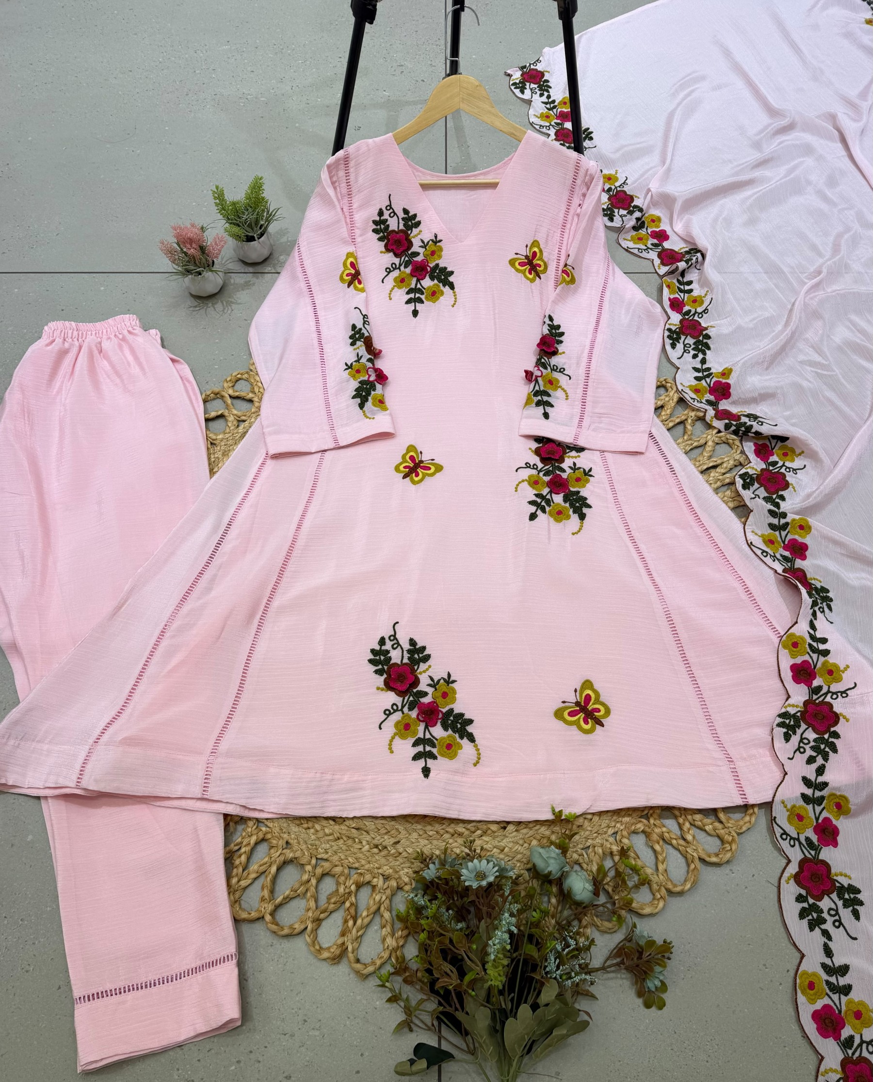 LG-2152 | Air Tex Chinon | Embroidery & Patch Work | Cut Work Dupatta | M-XXL | Ready to Dispatch