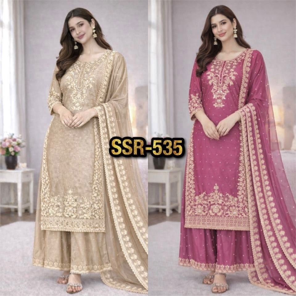 SSR-535 | GMY Silk Heavy Embroidered 3 Piece Set | RD Fashion Surat