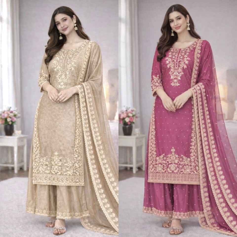 SSR-535 | GMY Silk Heavy Embroidered 3 Piece Set | RD Fashion Surat