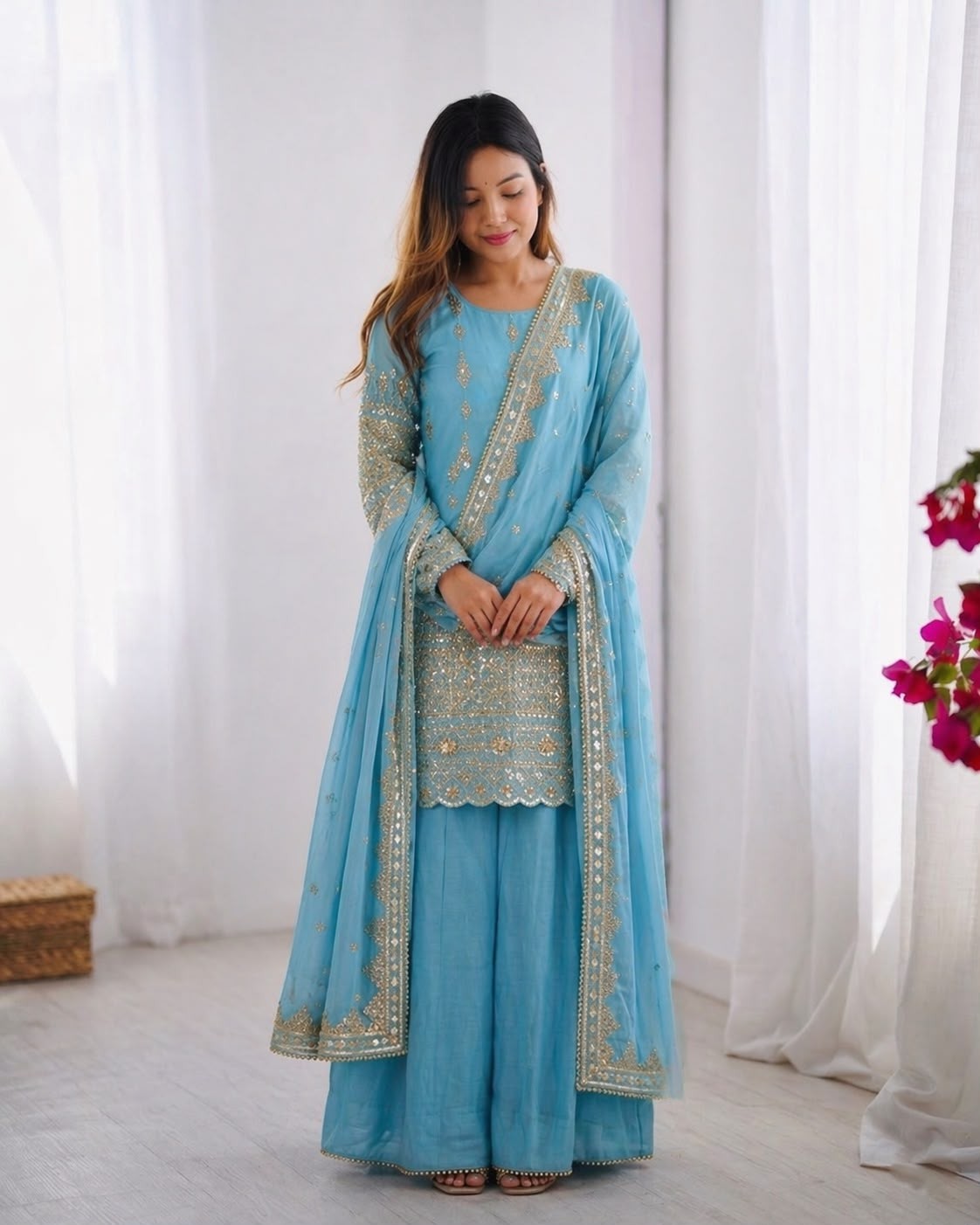 ZF-430 | Designer Embroidered Sequence Sharara Set | RD Fashion Surat