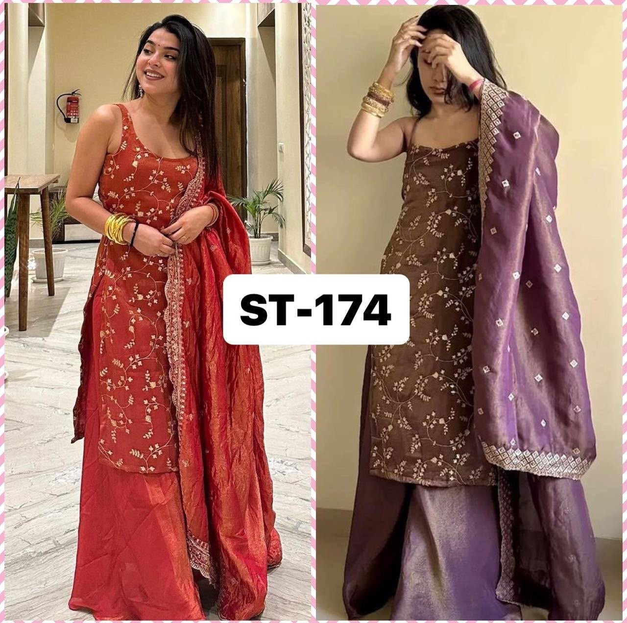 ST-174 | Heavy Jimy Silk Organza 3 Piece Suit | RD Fashion Surat