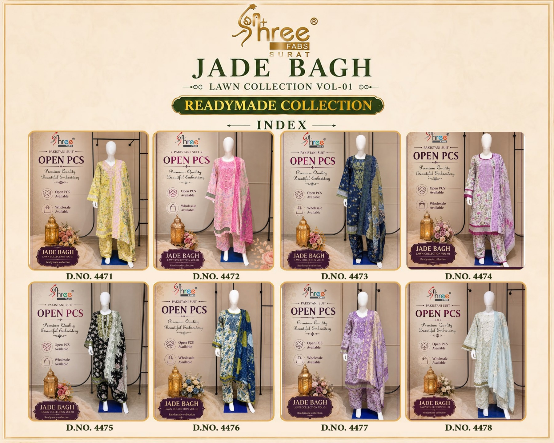 SHREE FABS SURAT | JADE BAGH LAWN COLLECTION VOL-01 | Readymade | RD Fashion Surat