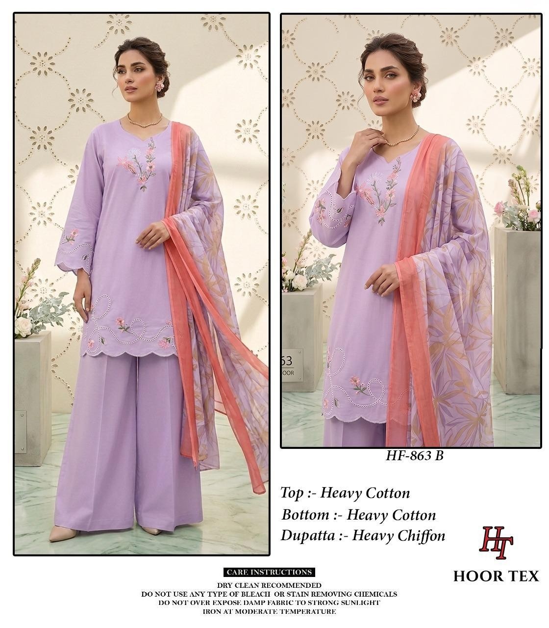 HOOR TEX | HF-863 A to D | Pakistani Heavy Cotton Full Stitched Suit