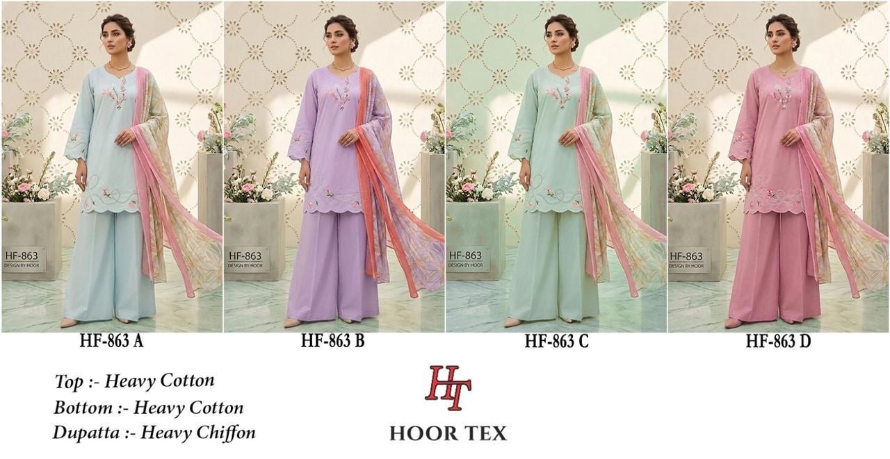 HOOR TEX | HF-863 A to D | Pakistani Heavy Cotton Full Stitched Suit