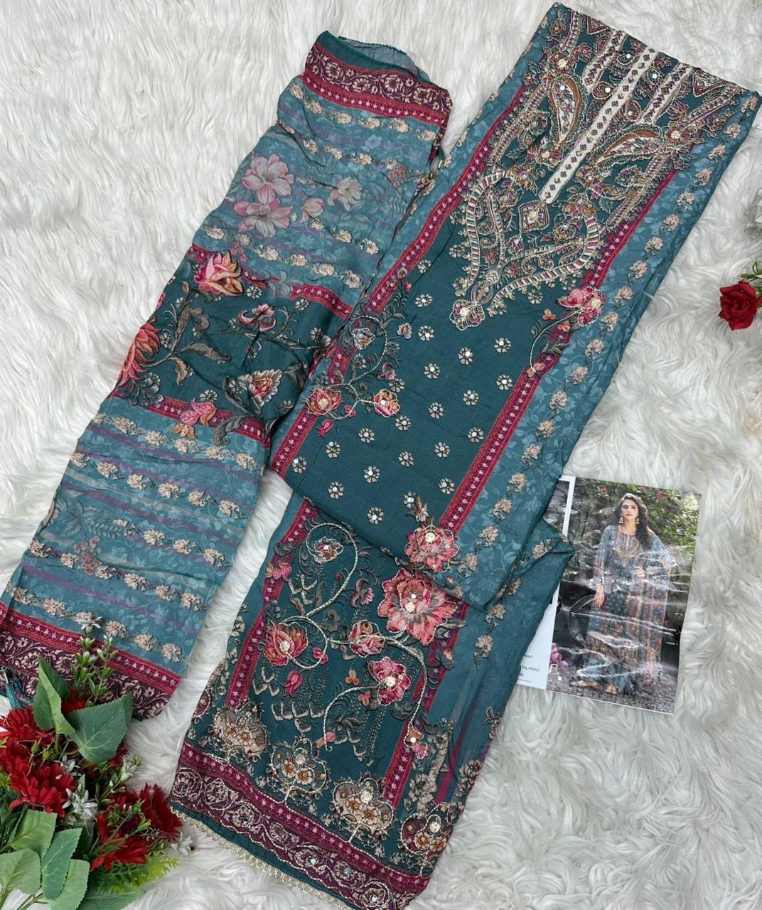 AMRUTVELA | AT230 | Pure Viscose Maslin Aari Work Suit | RD Fashion Surat