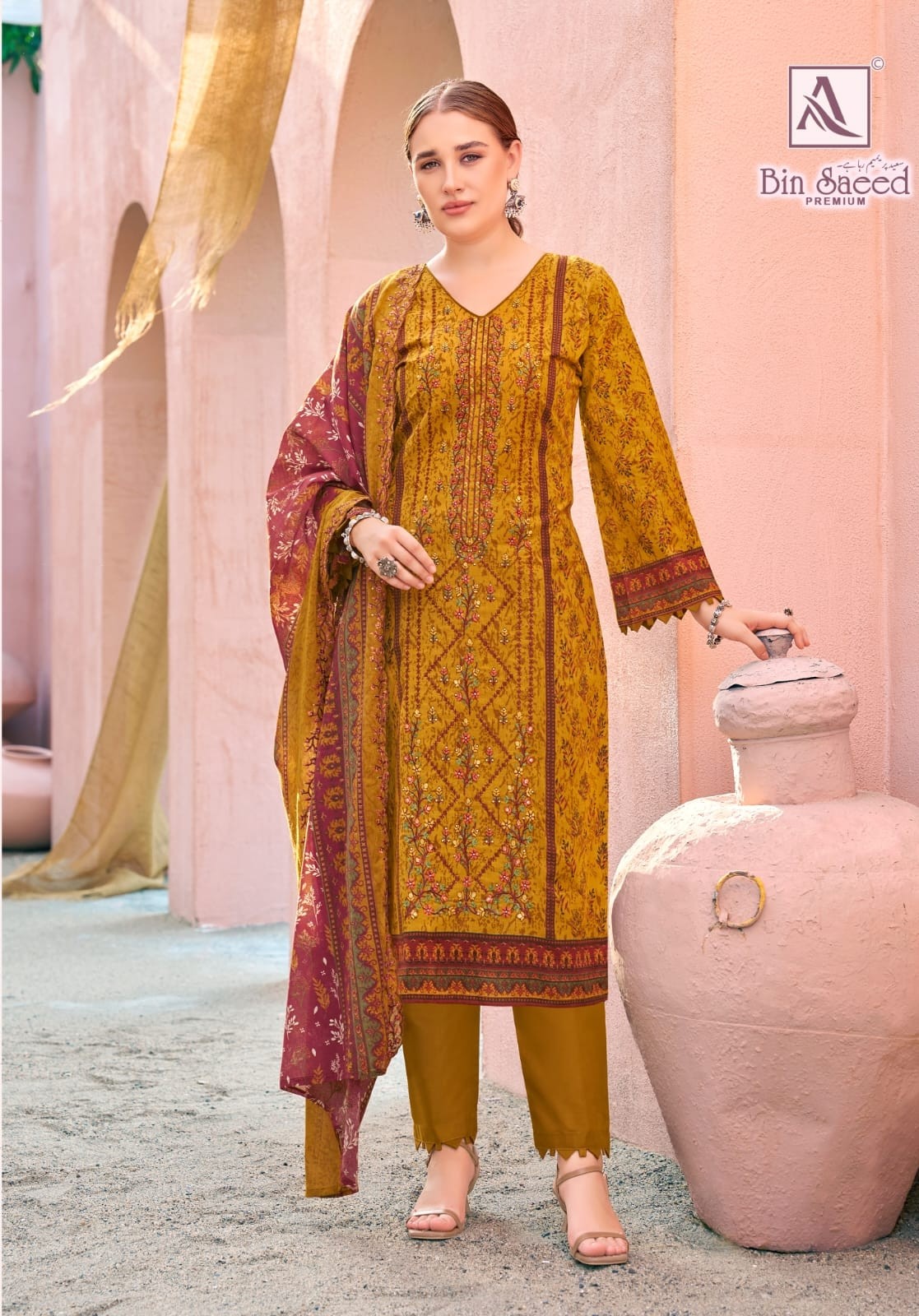 ALOK SUIT | BIN SAEED PREMIUM | Pakistani Print Cotton Embroidered Suit | RD Fashion Surat