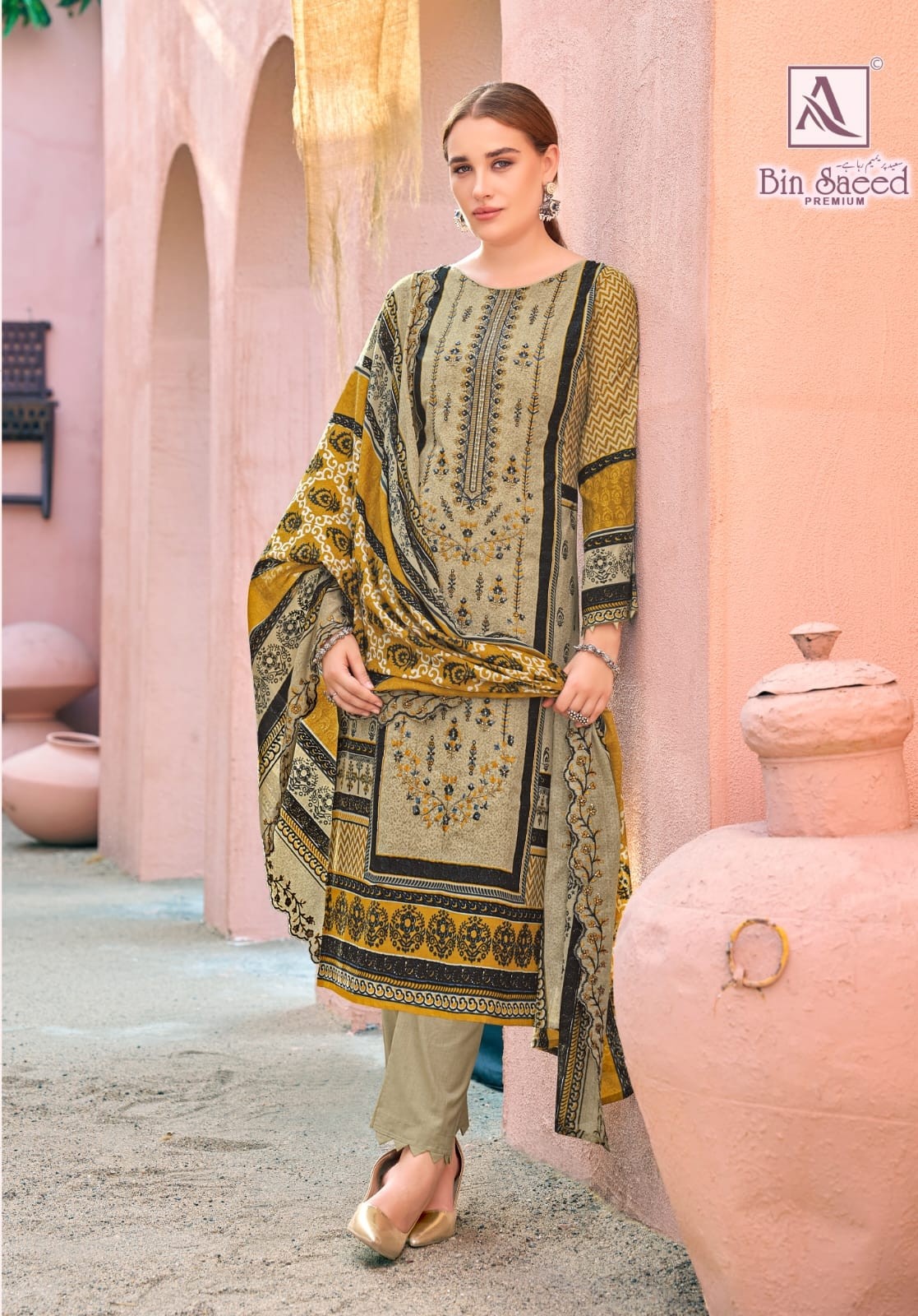 ALOK SUIT | BIN SAEED PREMIUM | Pakistani Print Cotton Embroidered Suit | RD Fashion Surat