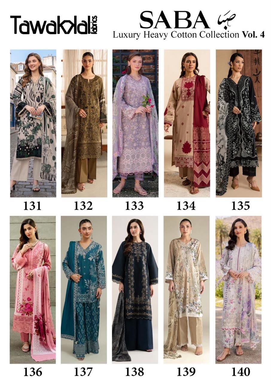 TAWAKKAL FABRICS | SABA LUXURY COTTON VOL 4 | Pure Cotton Suit | RD Fashion Surat