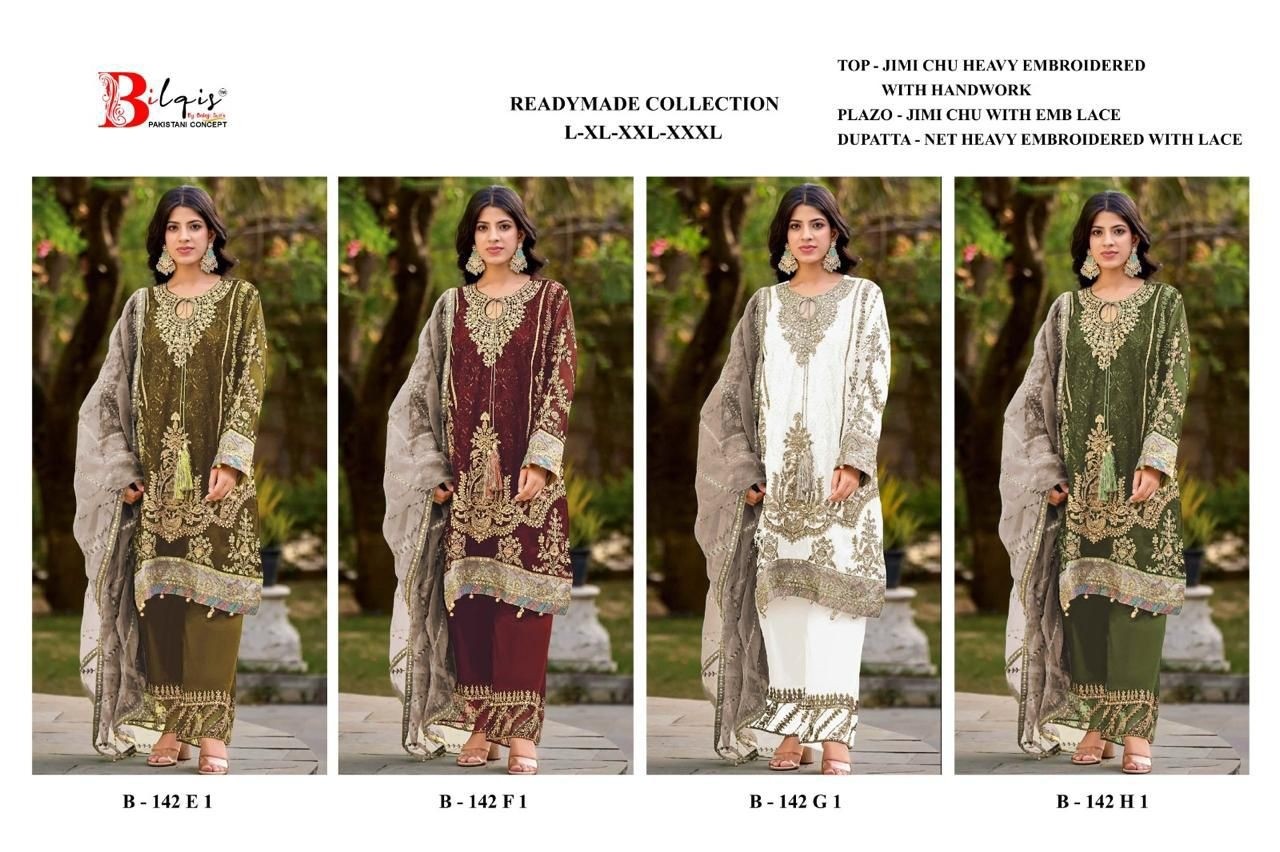 BILQIS | B-142 E1 TO H1 | Jimi Chu Embroidered Plazo Suit | RD Fashion Surat