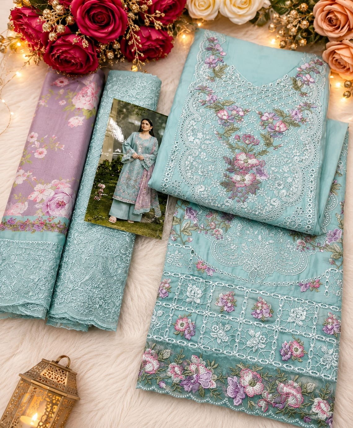 ELAF-3 | DNO 5420 | Pure Cambric Cotton Embroidered Suit | RD Fashion Surat