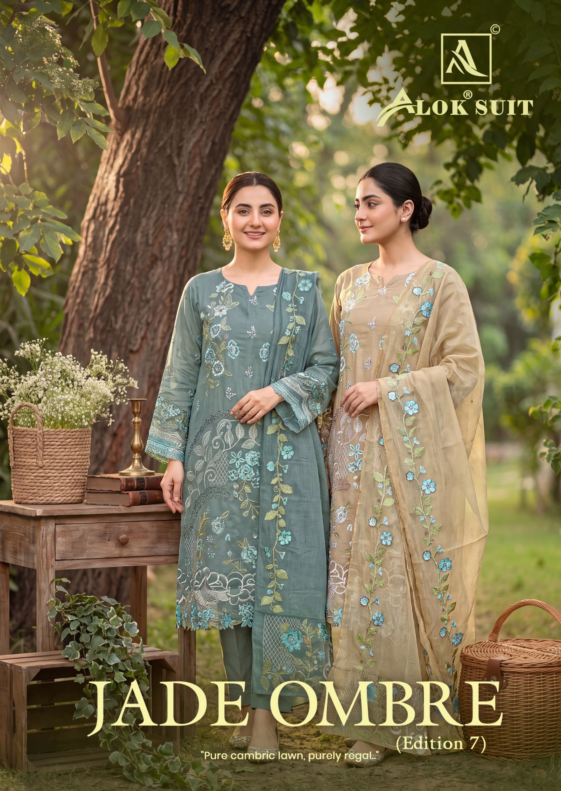ALOK SUIT | JADE OMBRE-7 | Cambric Lawn Pakistani Embroidered Suit | RD Fashion Surat