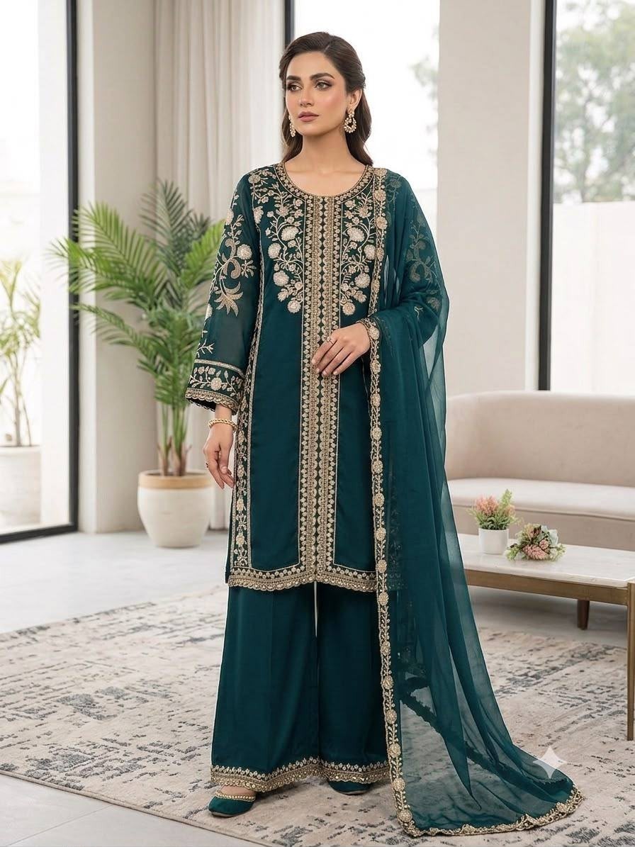 LG-2122 | Roman Sequence Embroidered Plazzo Set | Ready to Dispatch | RD Fashion Surat