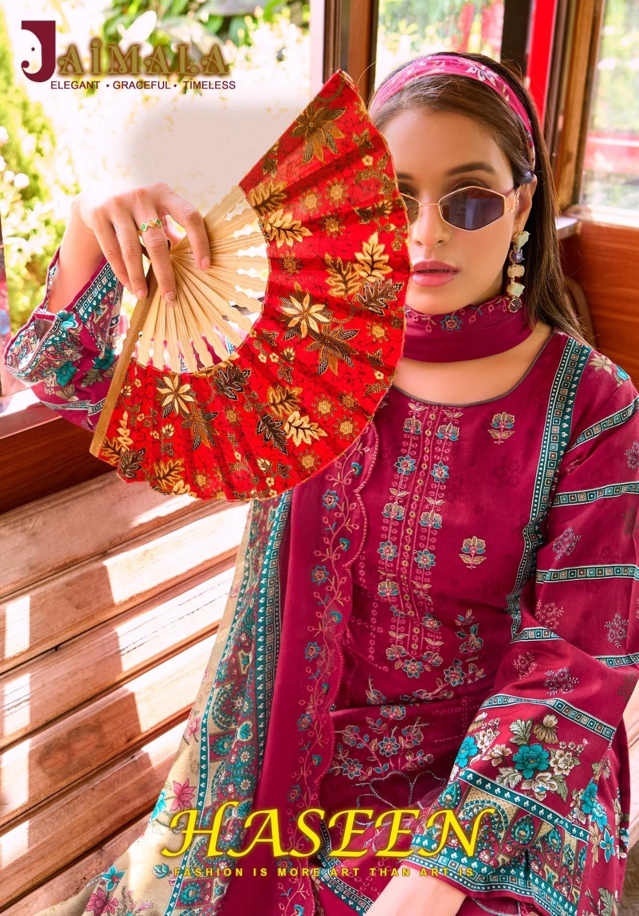 JAIMALA | HASEEN | Pakistani Print Cambric Cotton Embroidered Readymade Suit | RD Fashion Surat