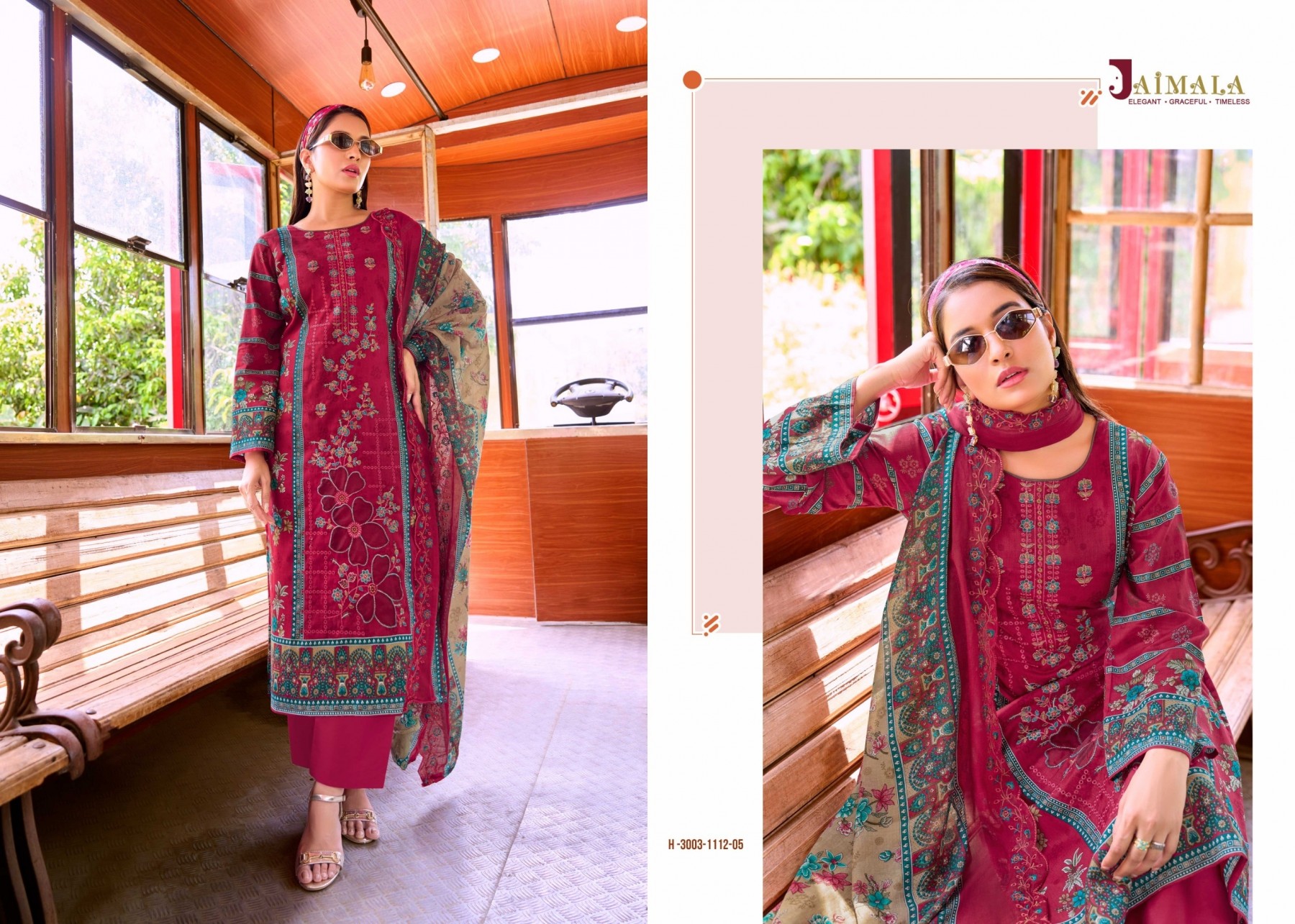 JAIMALA | HASEEN | Pakistani Print Cambric Cotton Embroidered Readymade Suit | RD Fashion Surat
