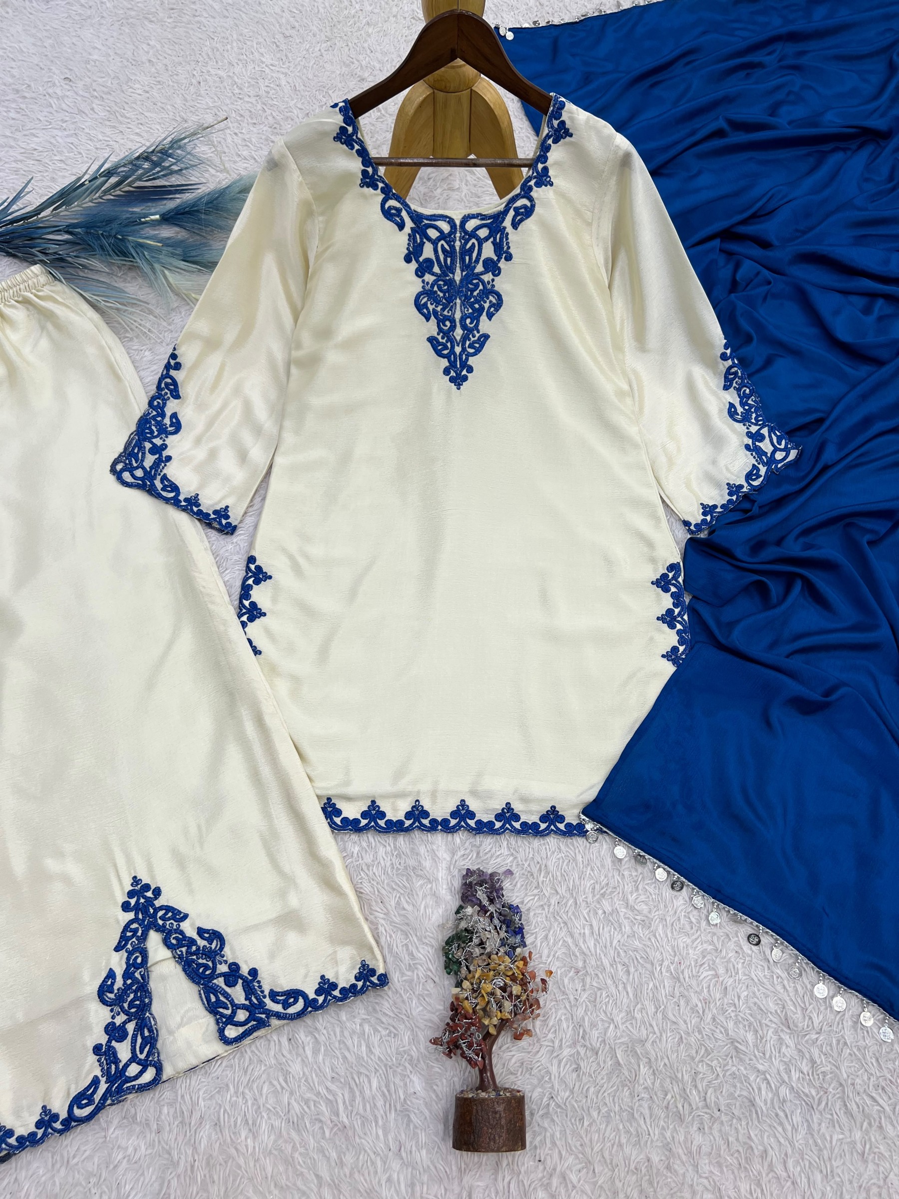 HK-1744 | Fully Stitched Jarman Chinon Palazzo Suit | Ready to Wear | RD Fashion Surat