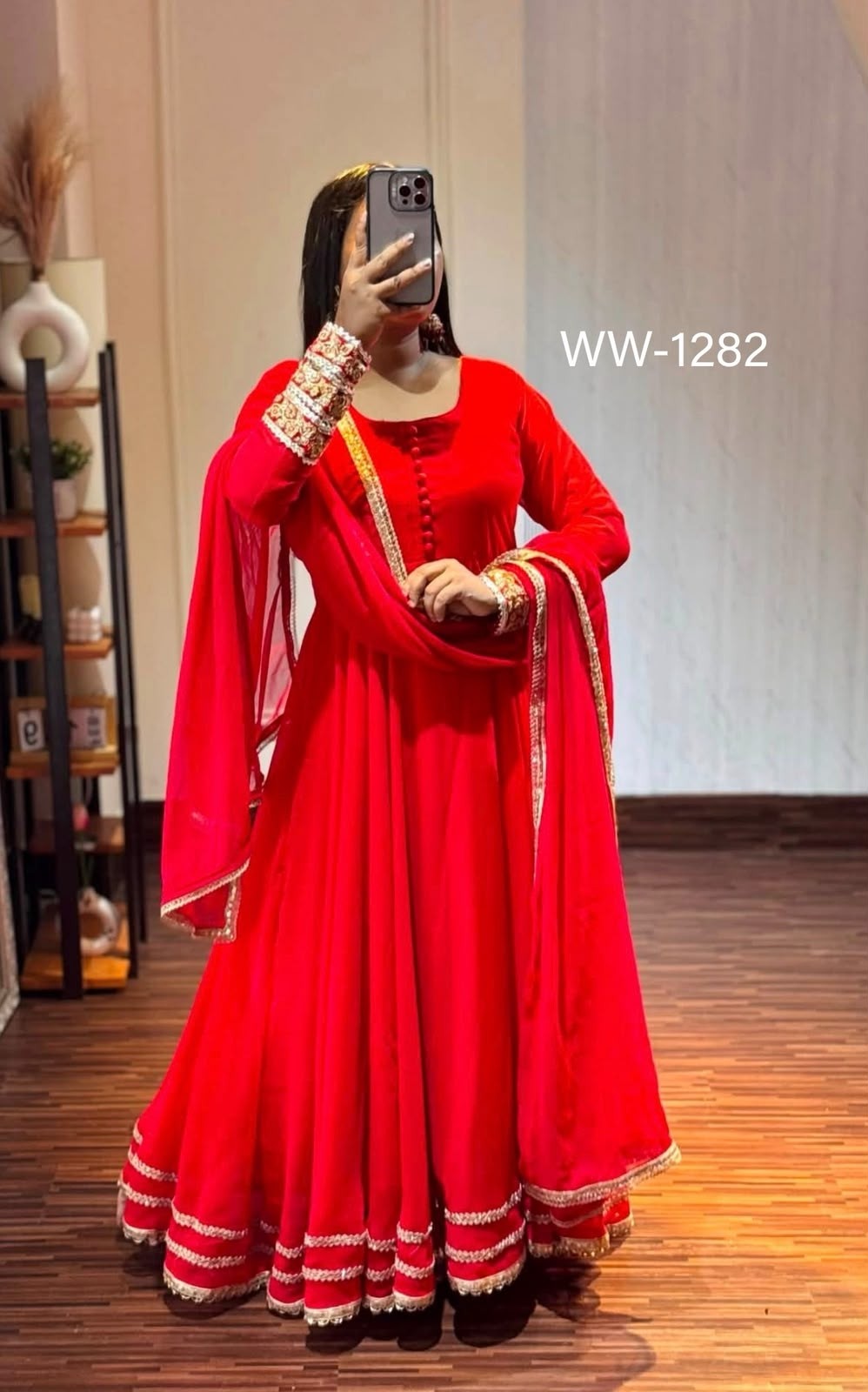 WW-1282 | C/C Blooming Georgette Gown Pant Dupatta Set | RD Fashion Surat