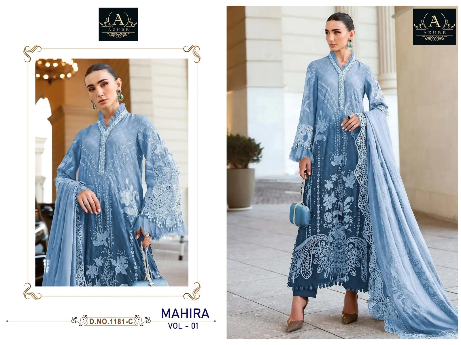 AZURE | Design No. 1181 | Readymade Cambric Cotton Embroidered Suit | RD Fashion Surat