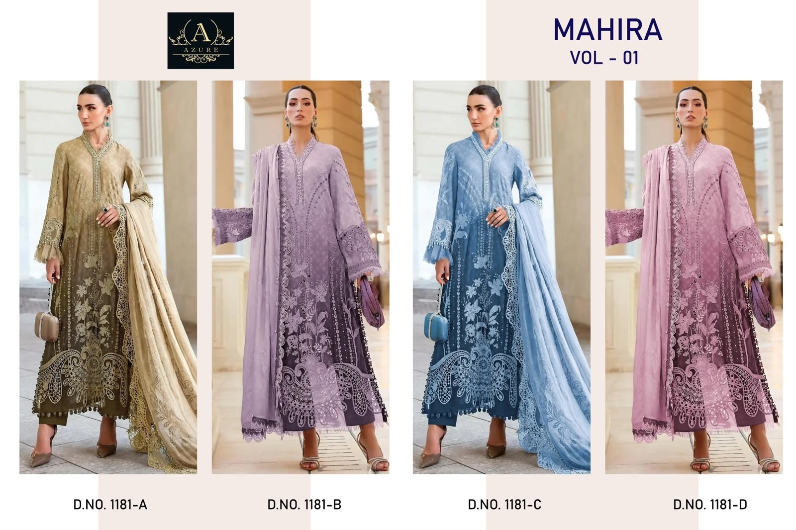 AZURE | Design No. 1181 | Readymade Cambric Cotton Embroidered Suit | RD Fashion Surat