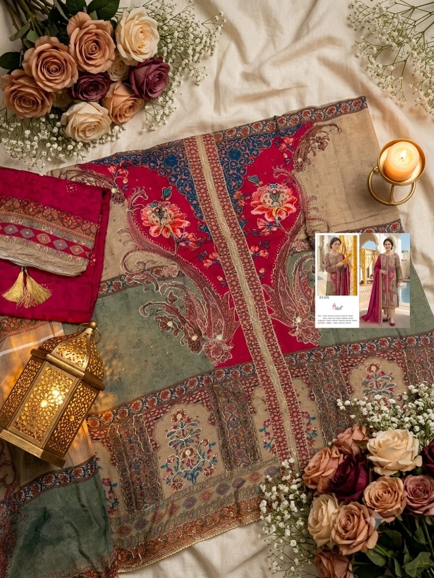 SHREE FAB SURAT | KT-375 | Viscose Maslin Digital Print Handwork Suit | RD Fashion Surat