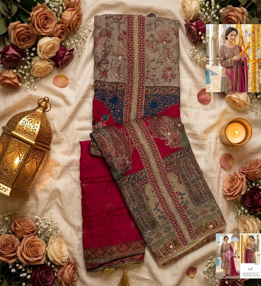 SHREE FAB SURAT | KT-375 | Viscose Maslin Digital Print Handwork Suit | RD Fashion Surat